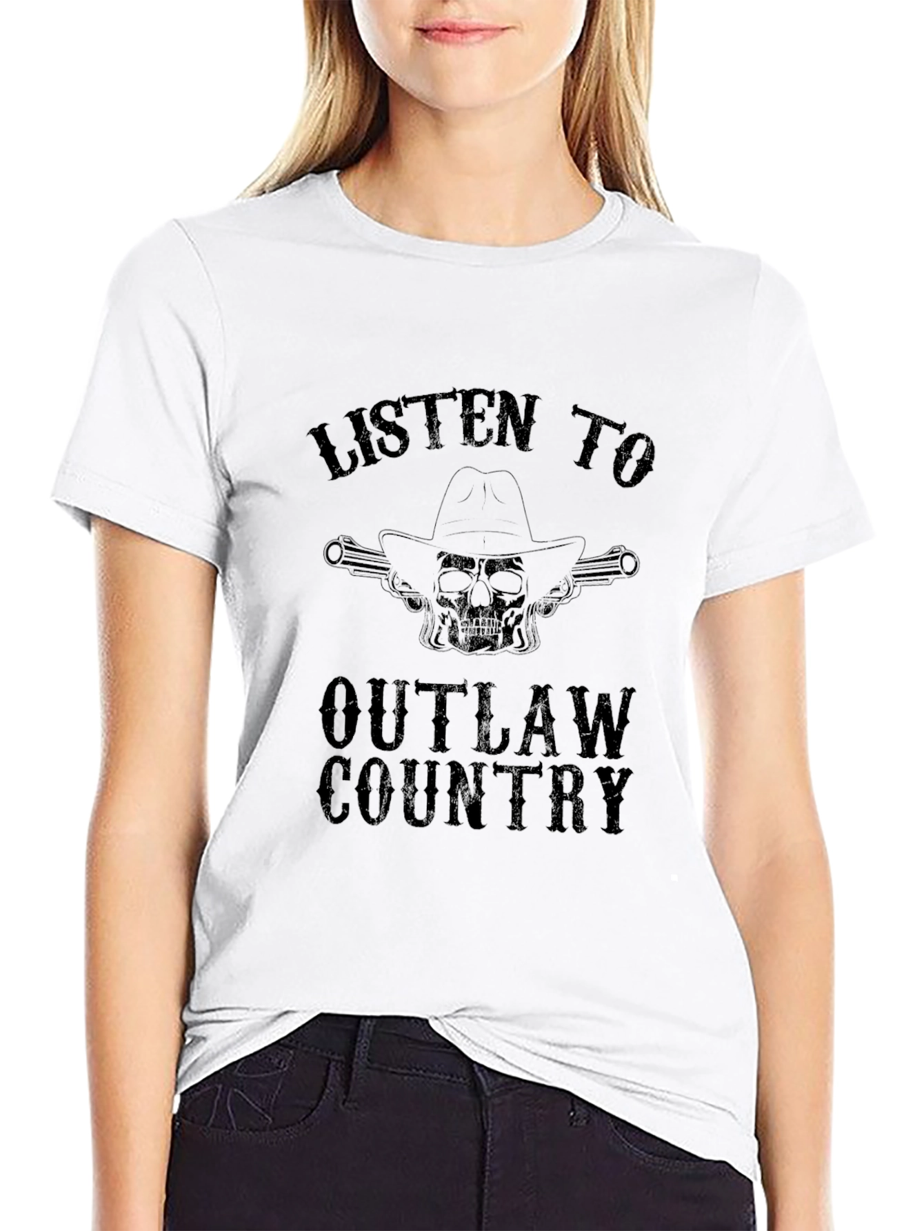 Outlaw Country Graphic Tee - Black Cotton T-Shirt