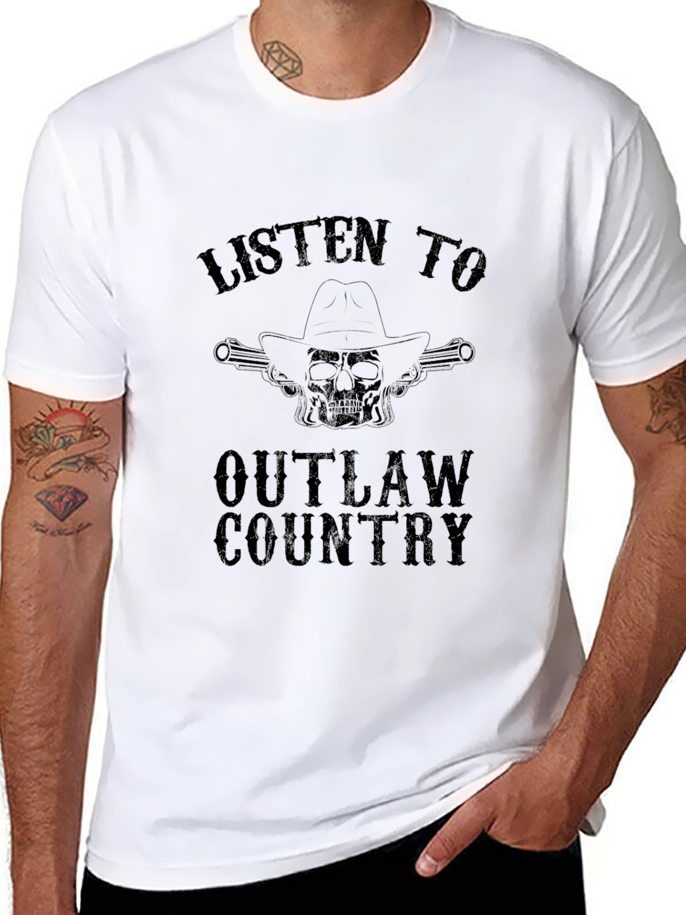 Outlaw Country Graphic Tee - Black Cotton T-Shirt
