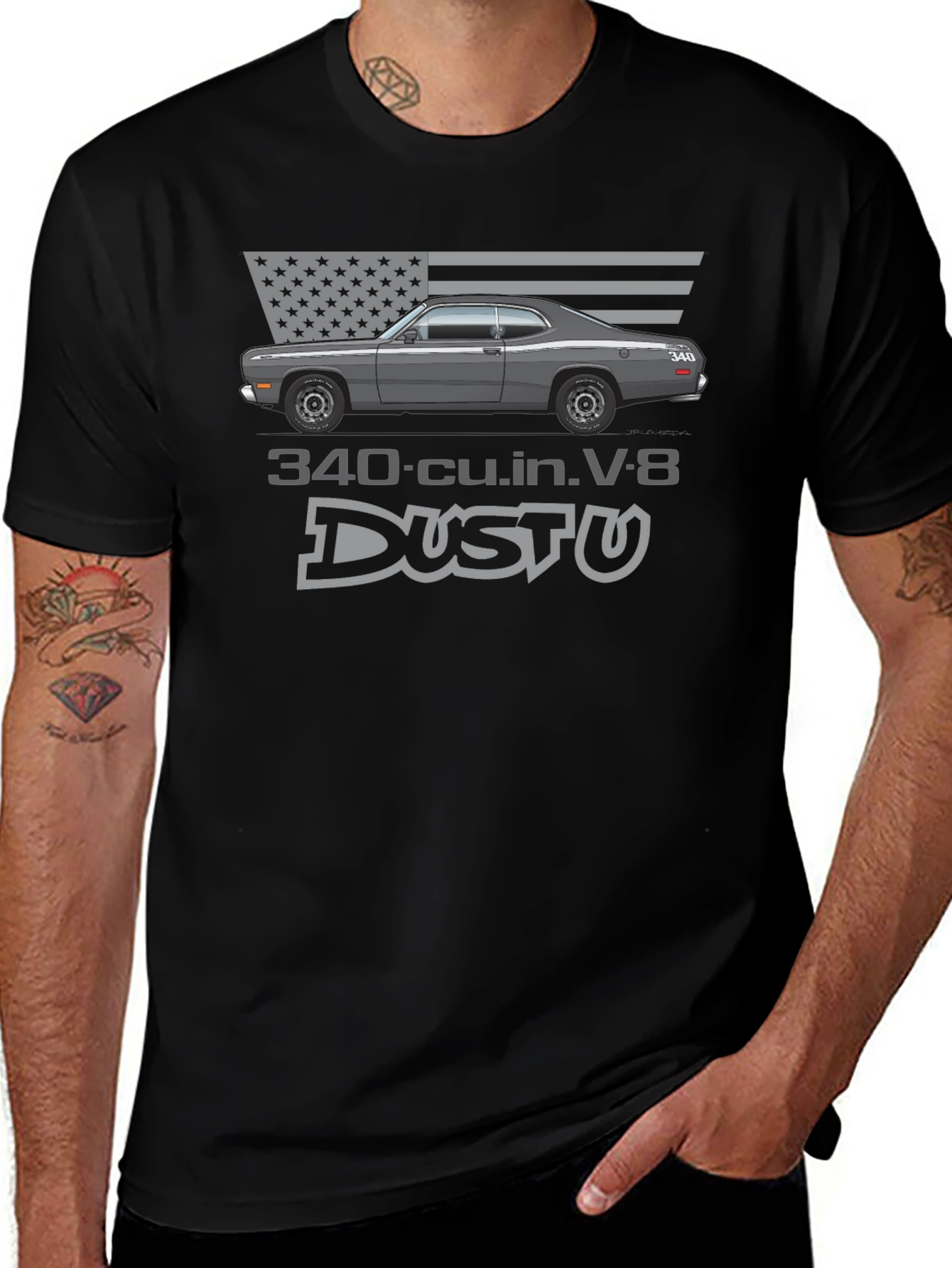 340 Duster V8 Car T-Shirt - Classic American Muscle