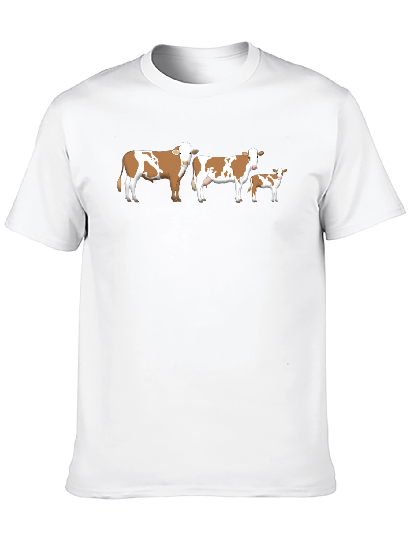 Cow Family Graphic Tee - Black Crew Neck Shirt