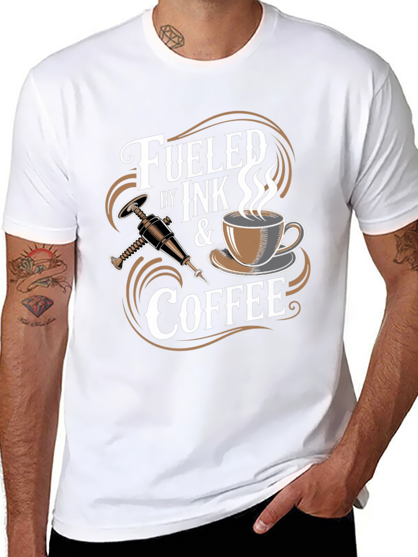 Fueled by Ink and Coffee Graphic T-Shirt
