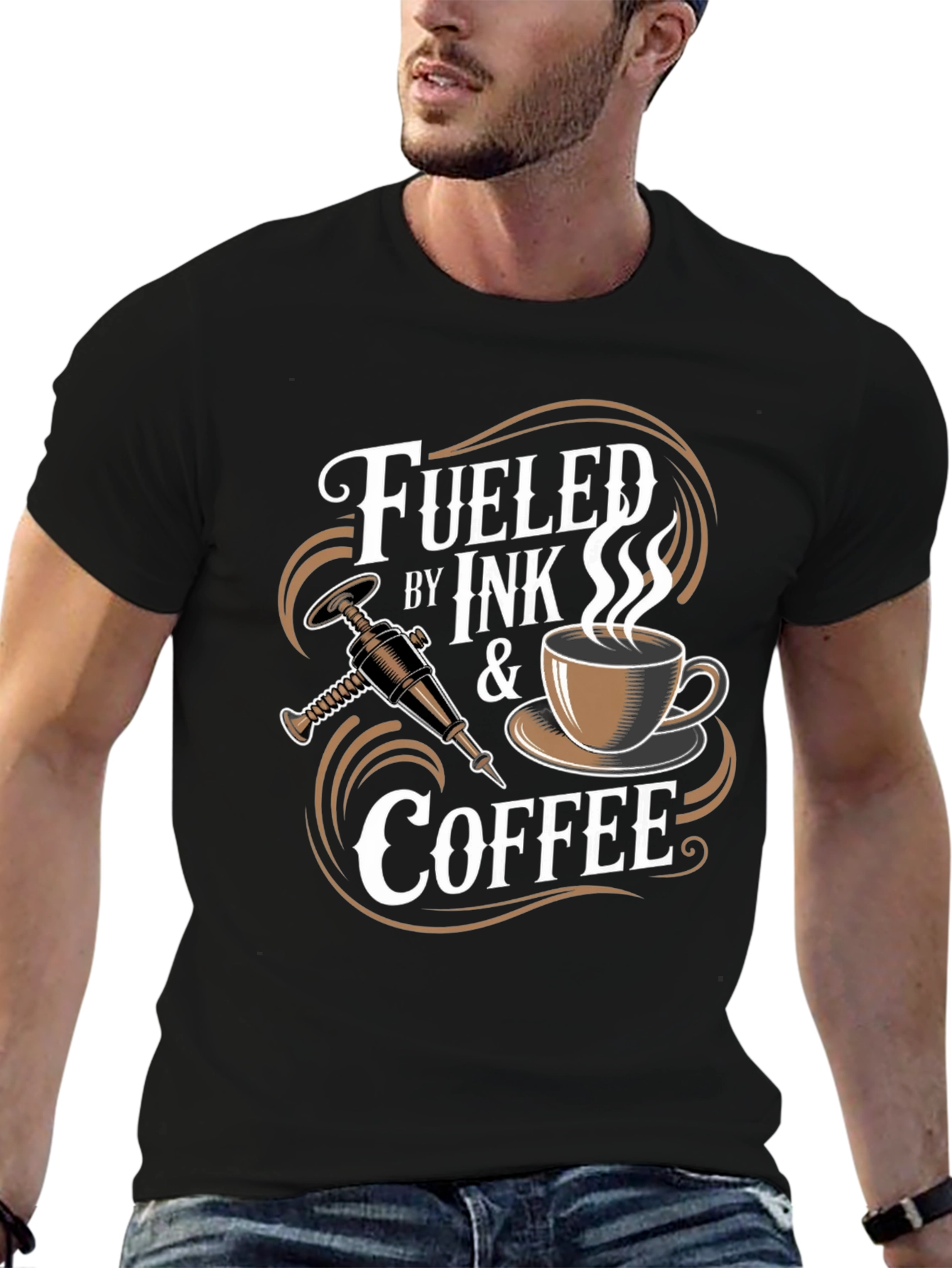 Fueled by Ink and Coffee Graphic T-Shirt