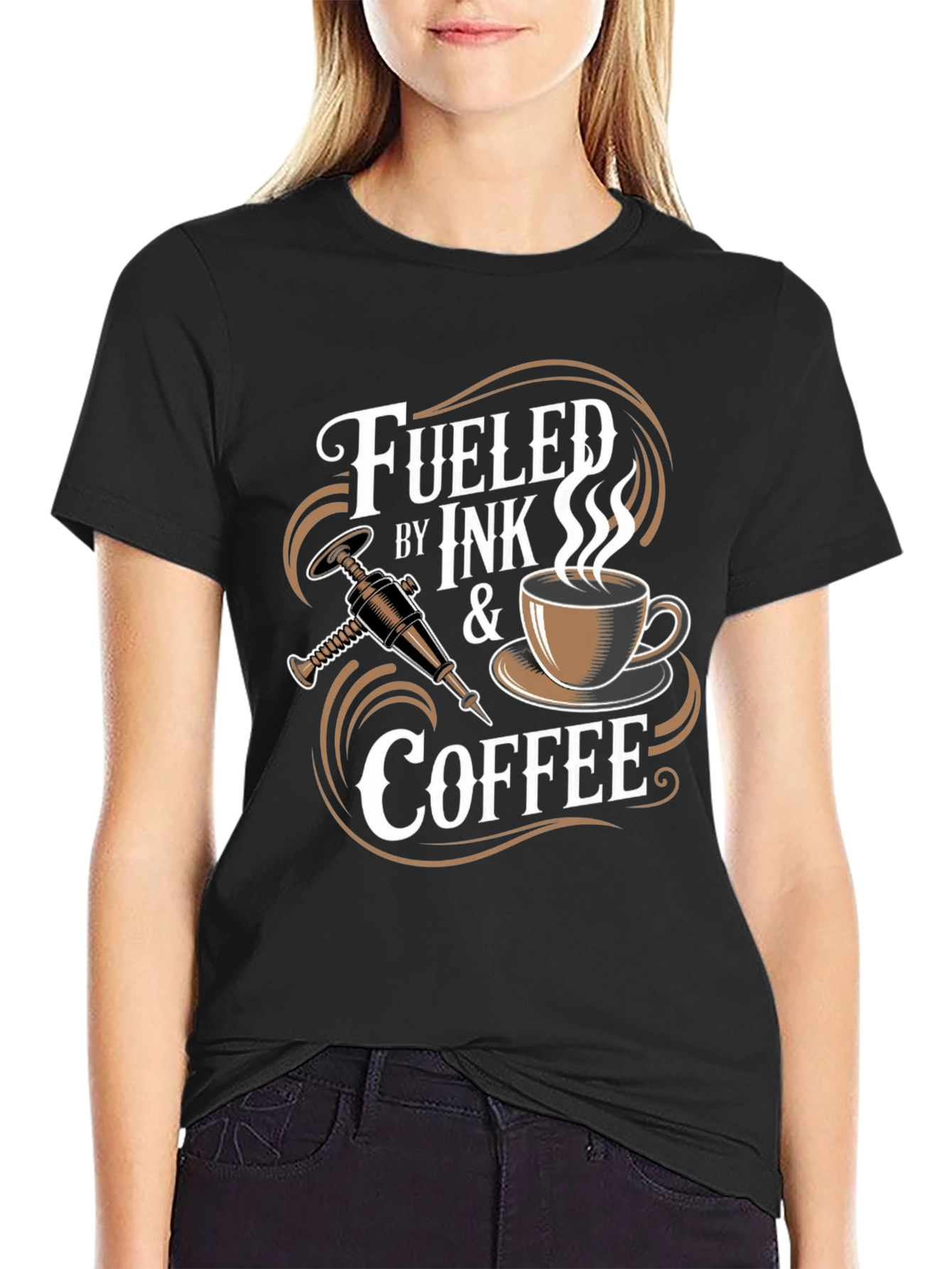 Fueled by Ink and Coffee Graphic T-Shirt