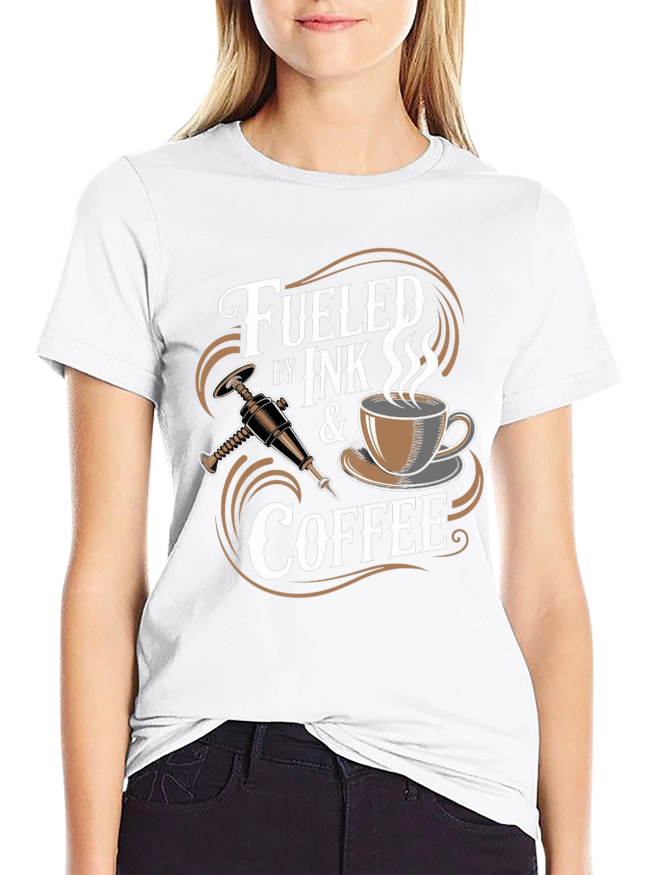Fueled by Ink and Coffee Graphic T-Shirt