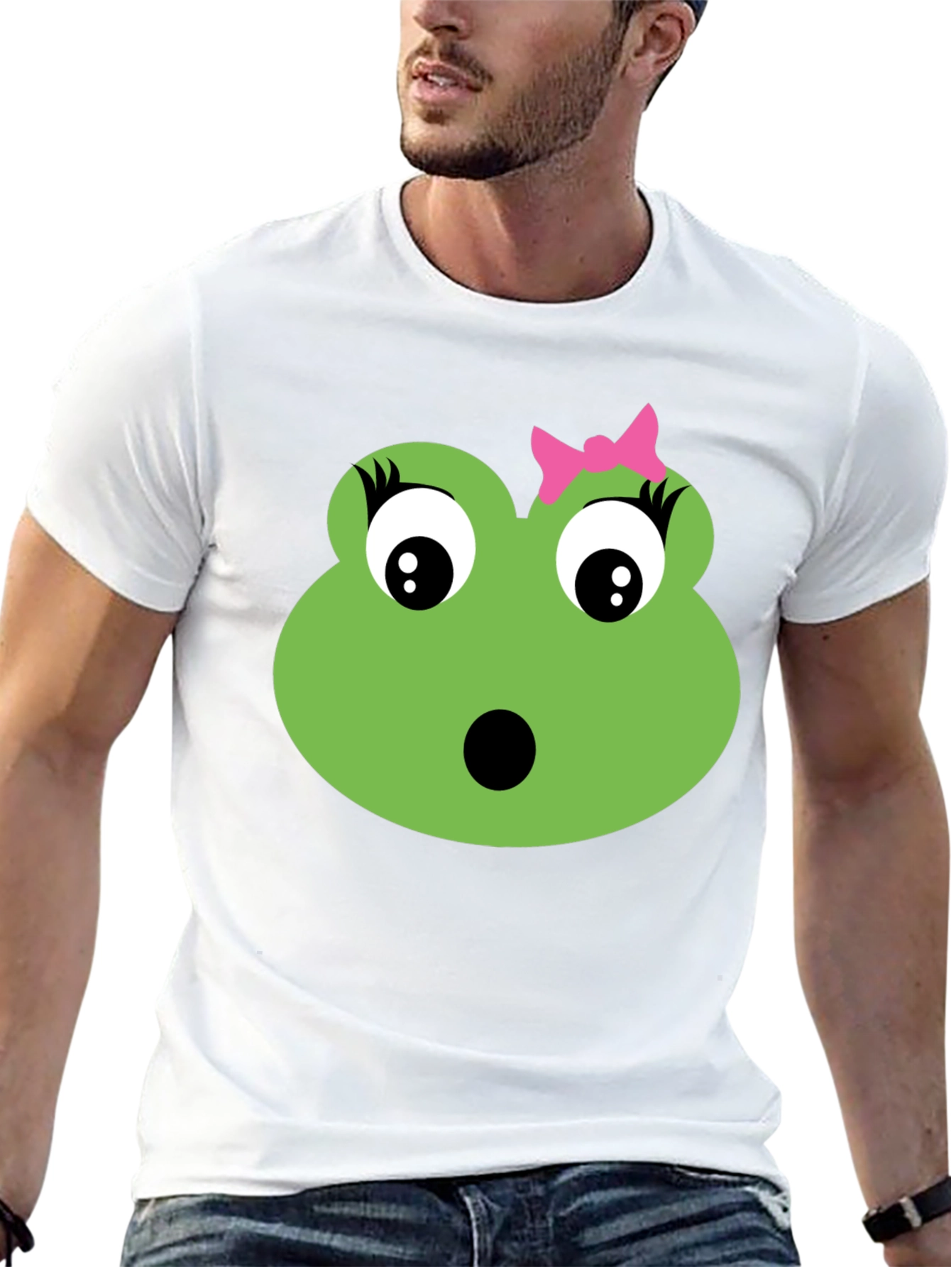 Cute Frog Face T-Shirt - Black