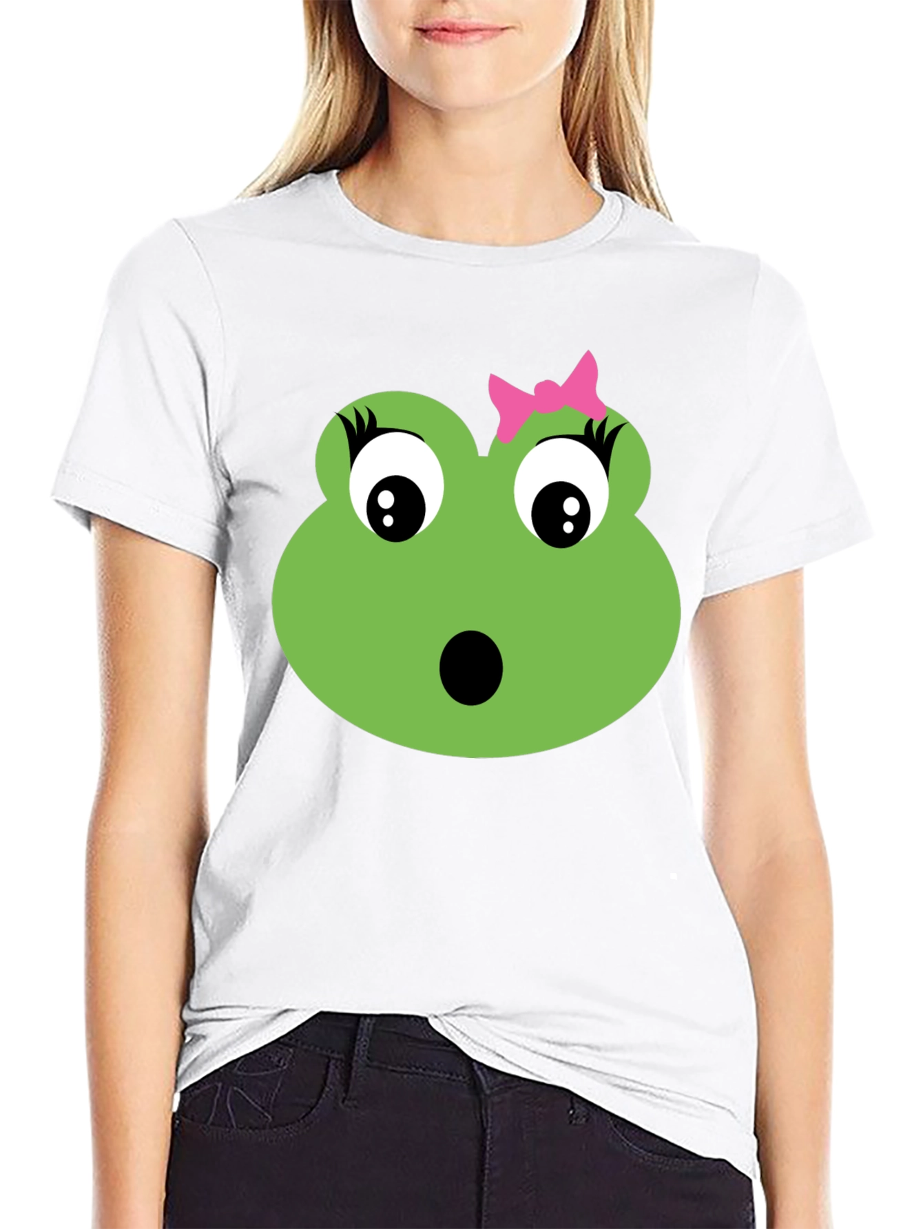 Cute Frog Face T-Shirt - Black