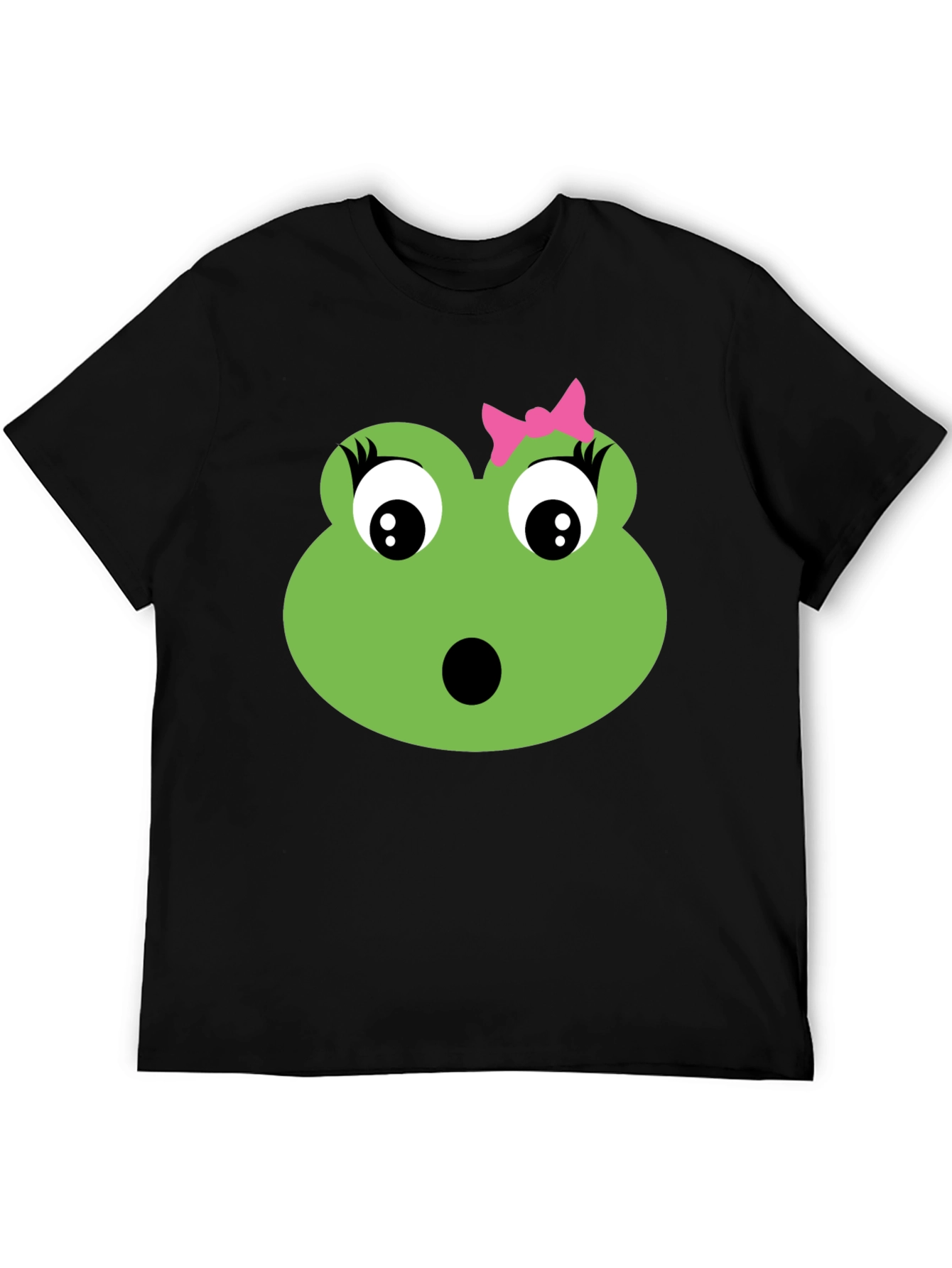 Cute Frog Face T-Shirt - Black