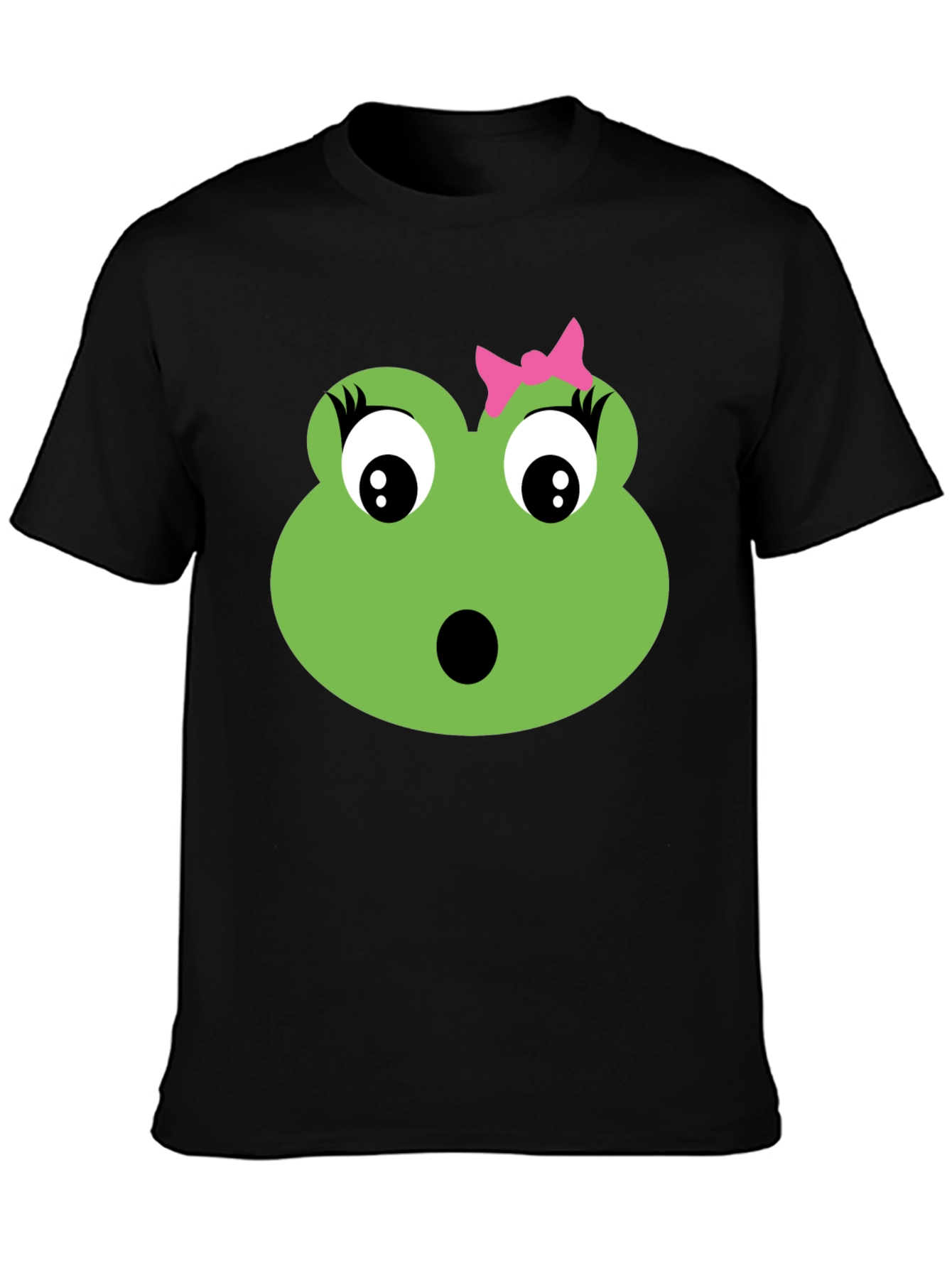 Cute Frog Face T-Shirt - Black