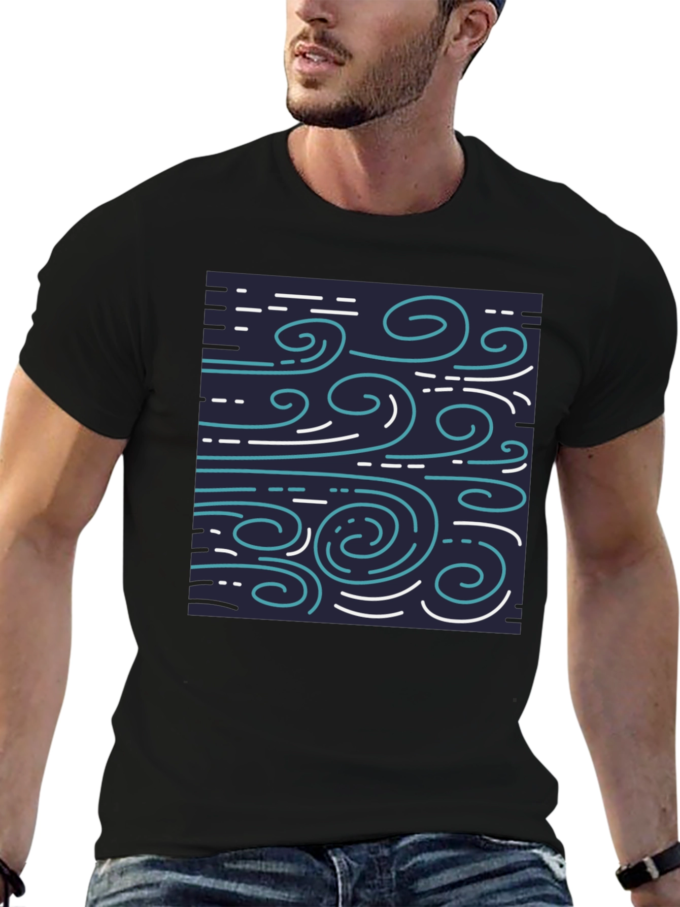 Stylized Wind Pattern T-Shirt