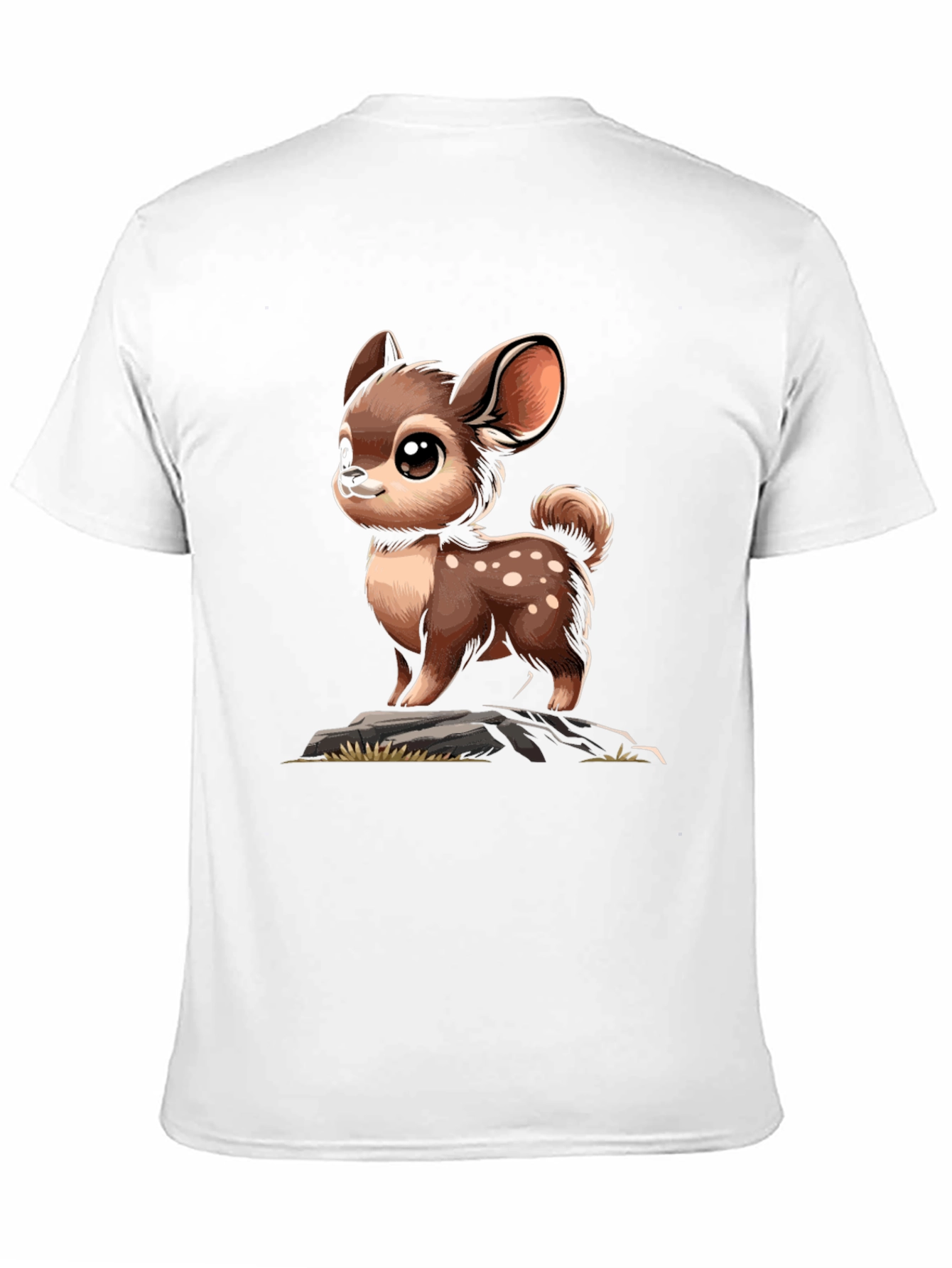 Cute Deer Cartoon Graphic Black T-Shirt