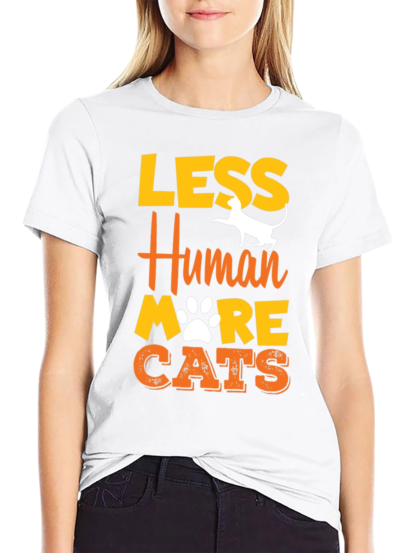 Less Human More Cats Graphic T-Shirt