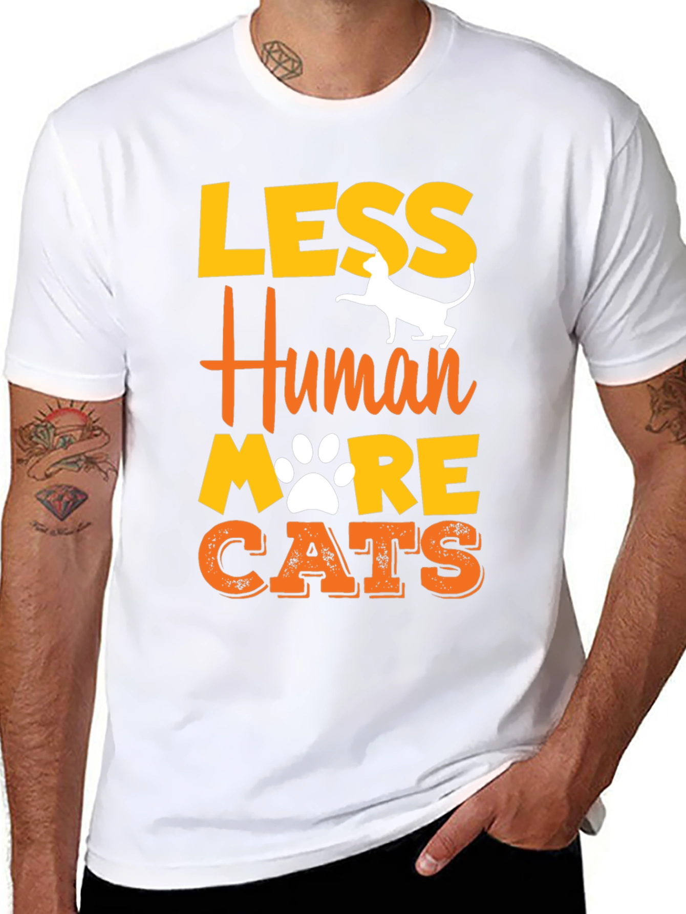 Less Human More Cats Graphic T-Shirt
