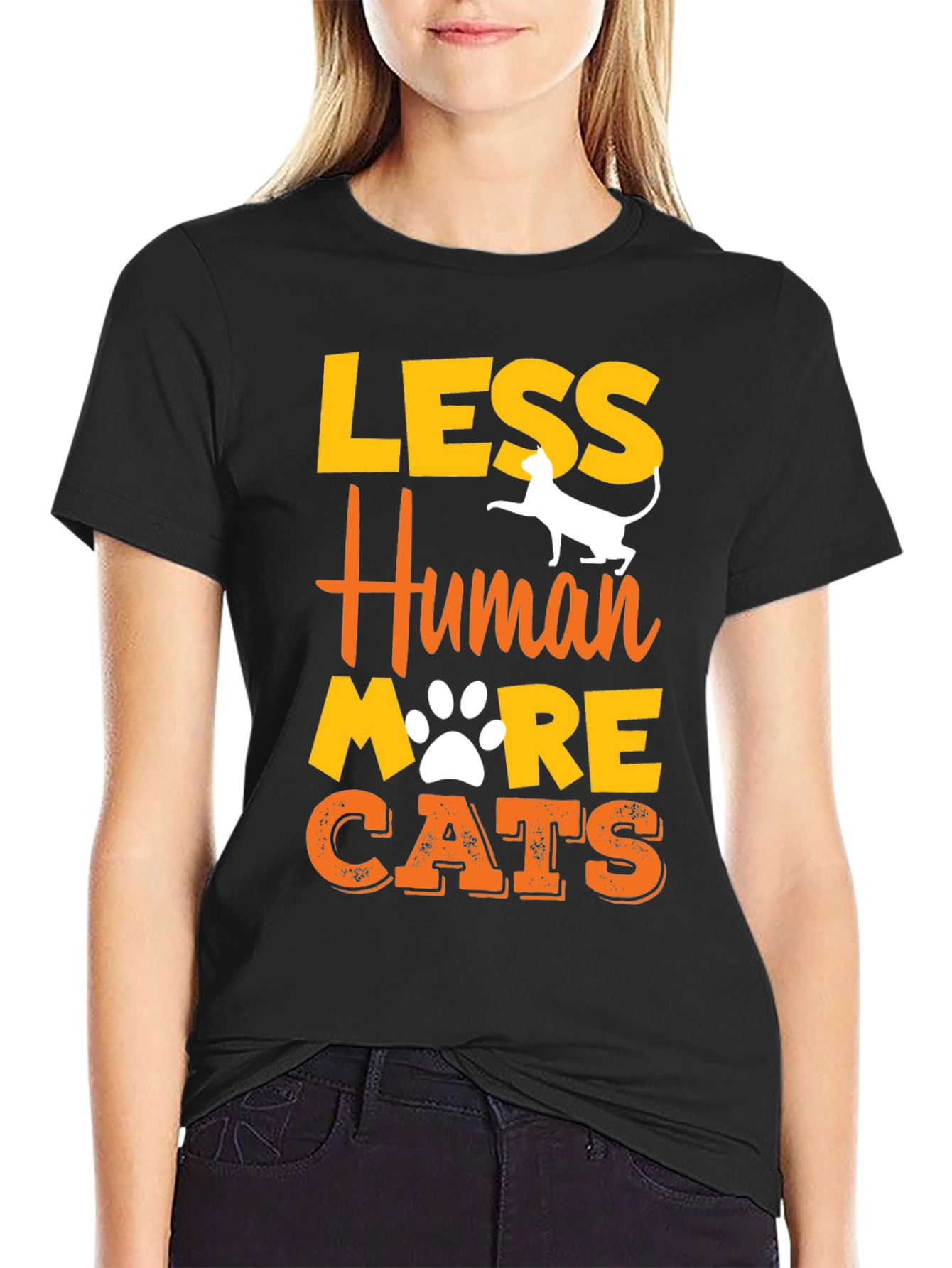 Less Human More Cats Graphic T-Shirt