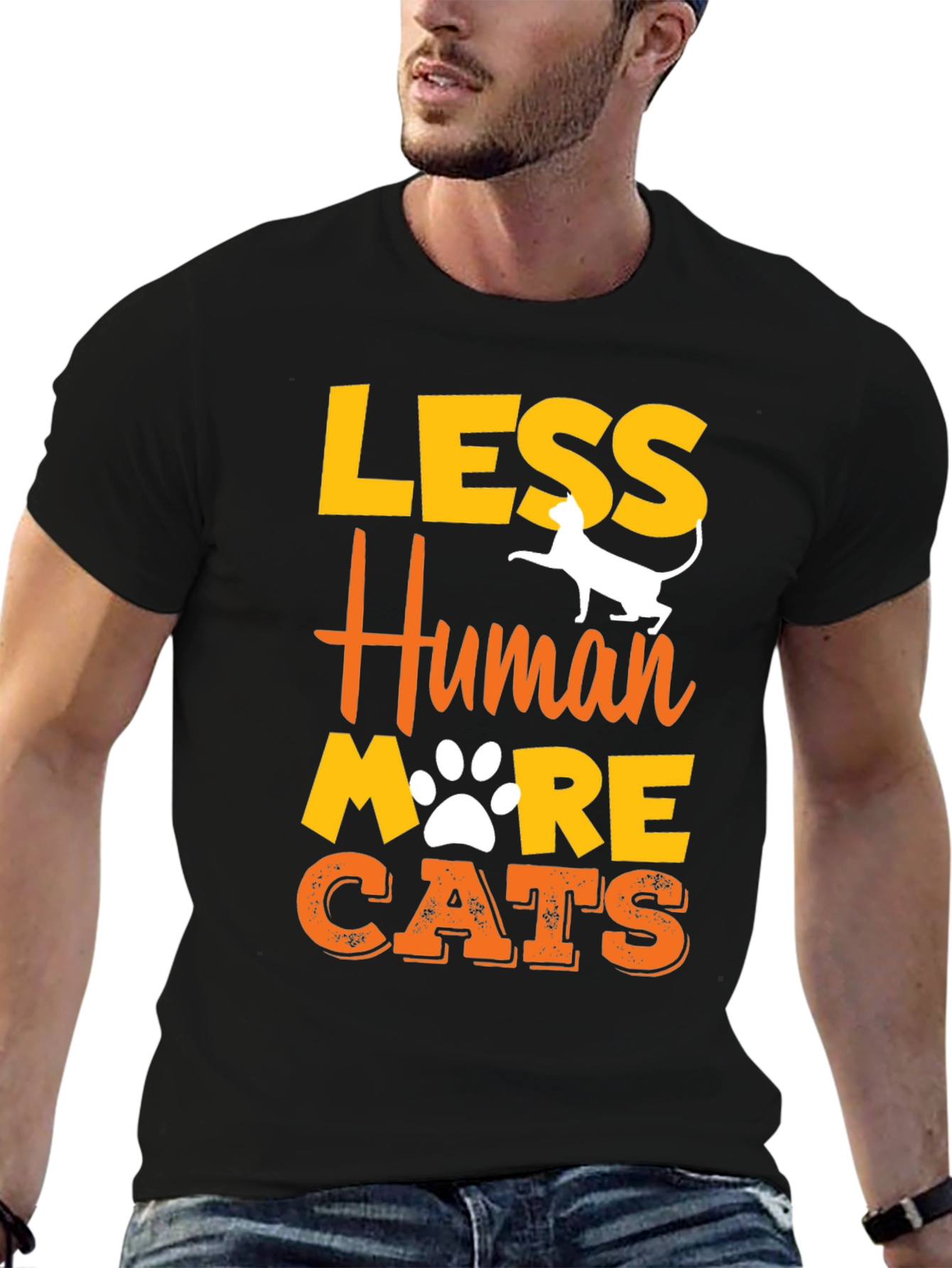 Less Human More Cats Graphic T-Shirt