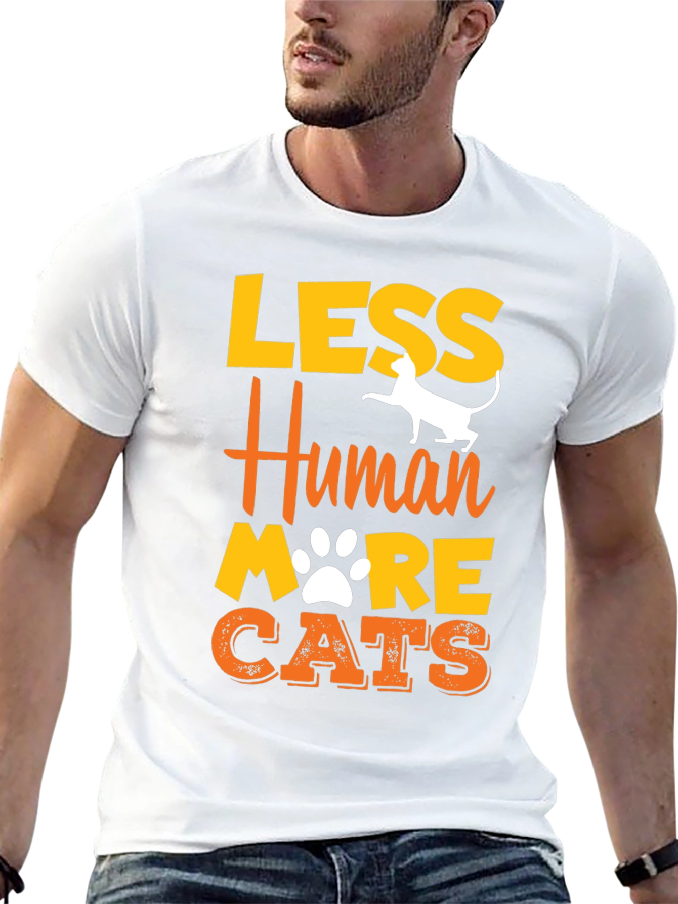 Less Human More Cats Graphic T-Shirt