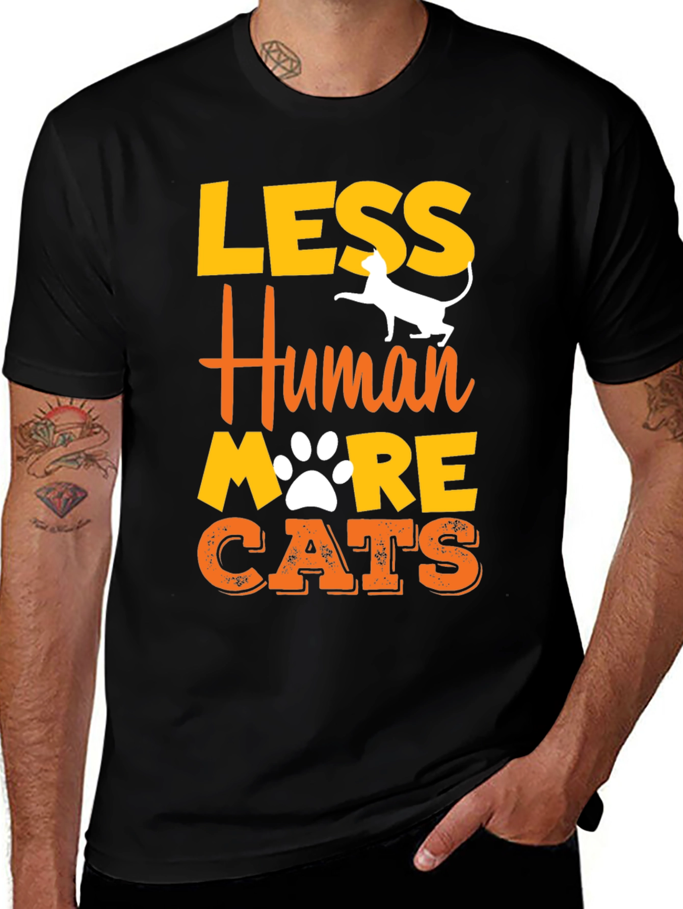Less Human More Cats Graphic T-Shirt