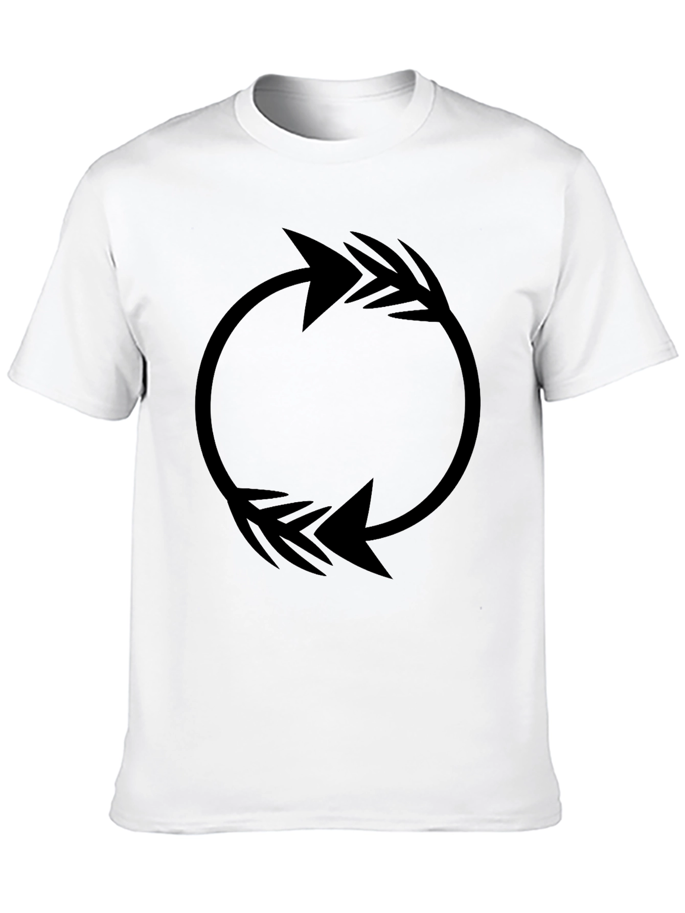 Circular Arrow Graphic Tee - Black Cotton Casual Shirt