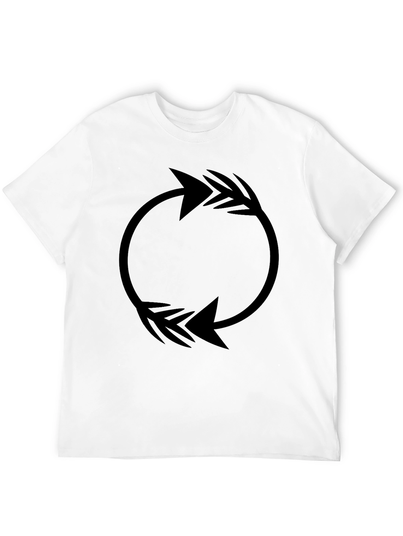 Circular Arrow Graphic Tee - Black Cotton Casual Shirt