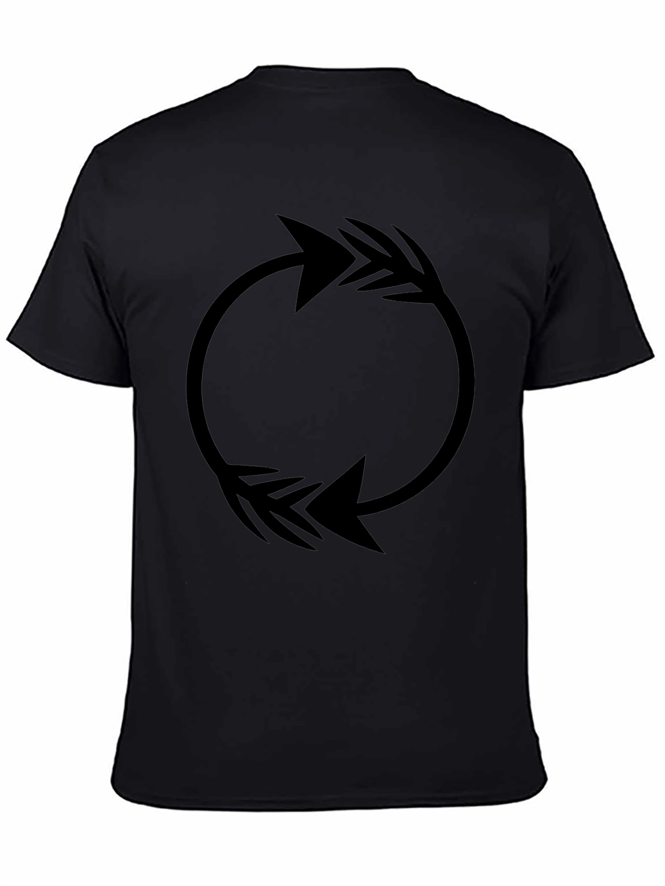 Circular Arrow Graphic Tee - Black Cotton Casual Shirt