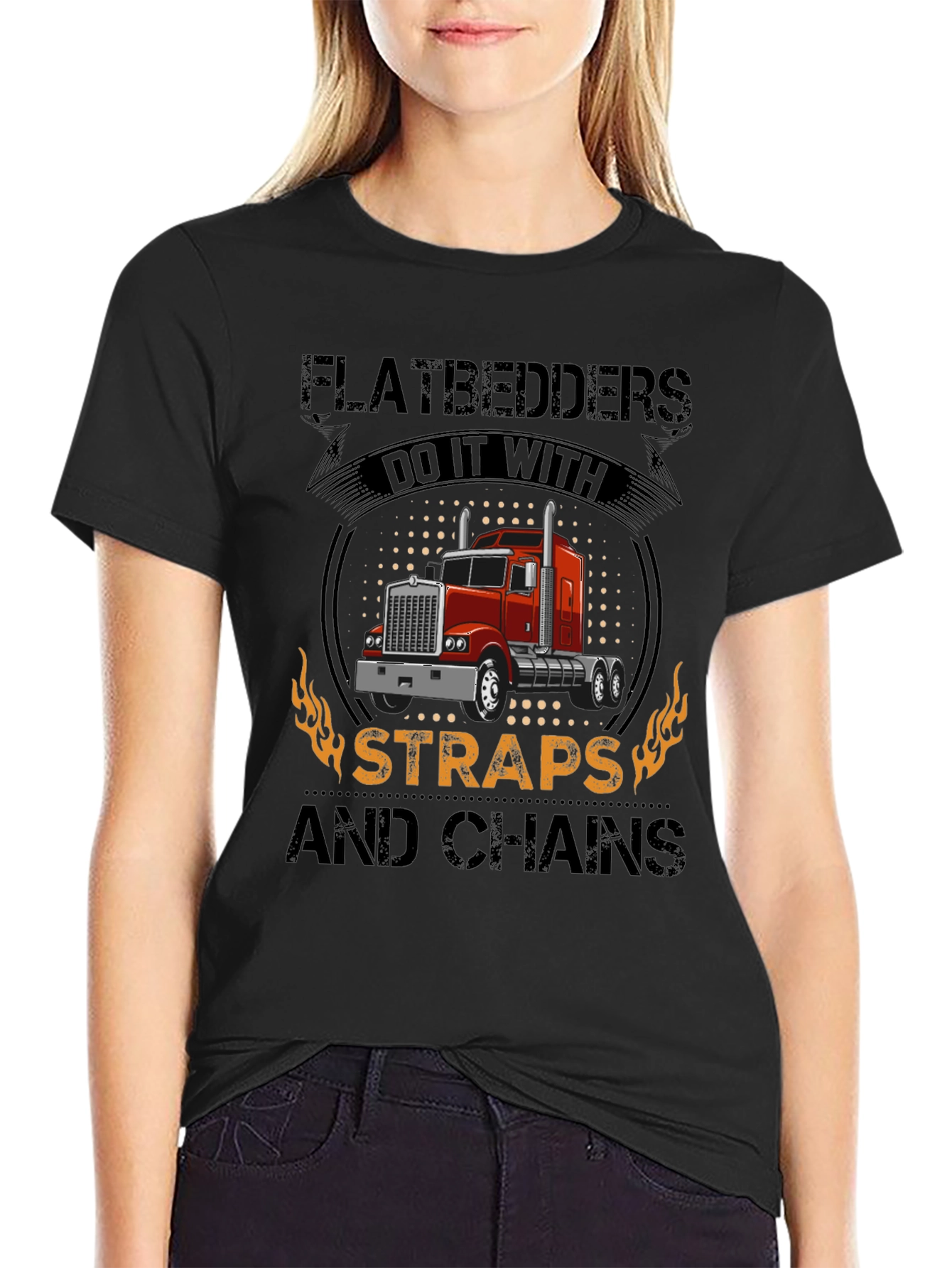 Flatbedder Trucker T-Shirt: Straps and Chains