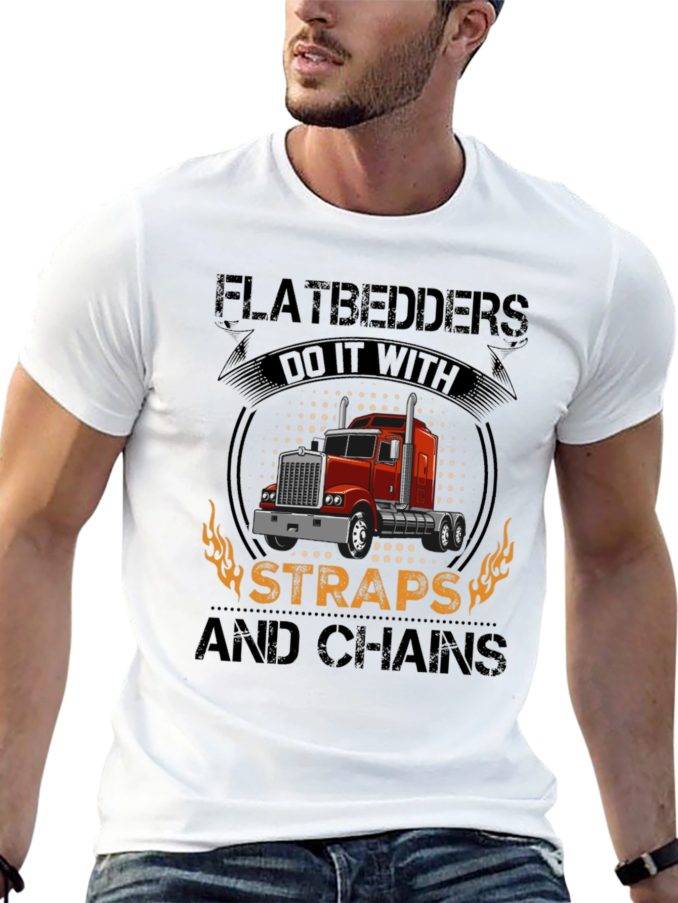 Flatbedder Trucker T-Shirt: Straps and Chains