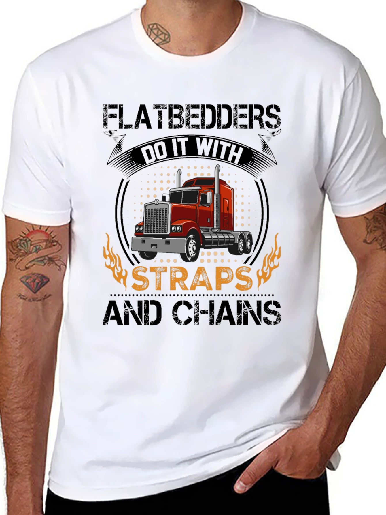 Flatbedder Trucker T-Shirt: Straps and Chains