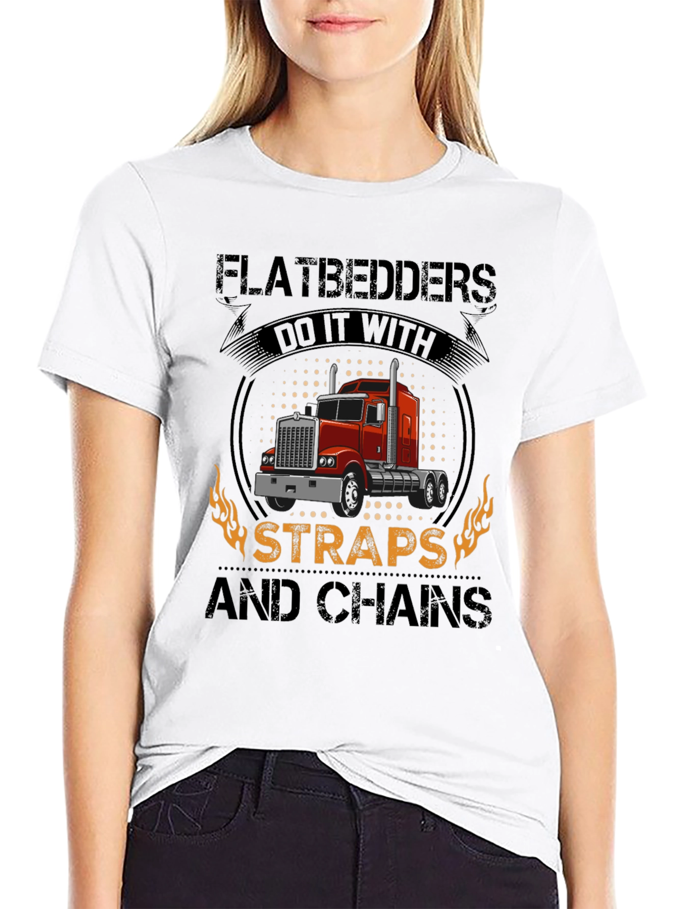 Flatbedder Trucker T-Shirt: Straps and Chains