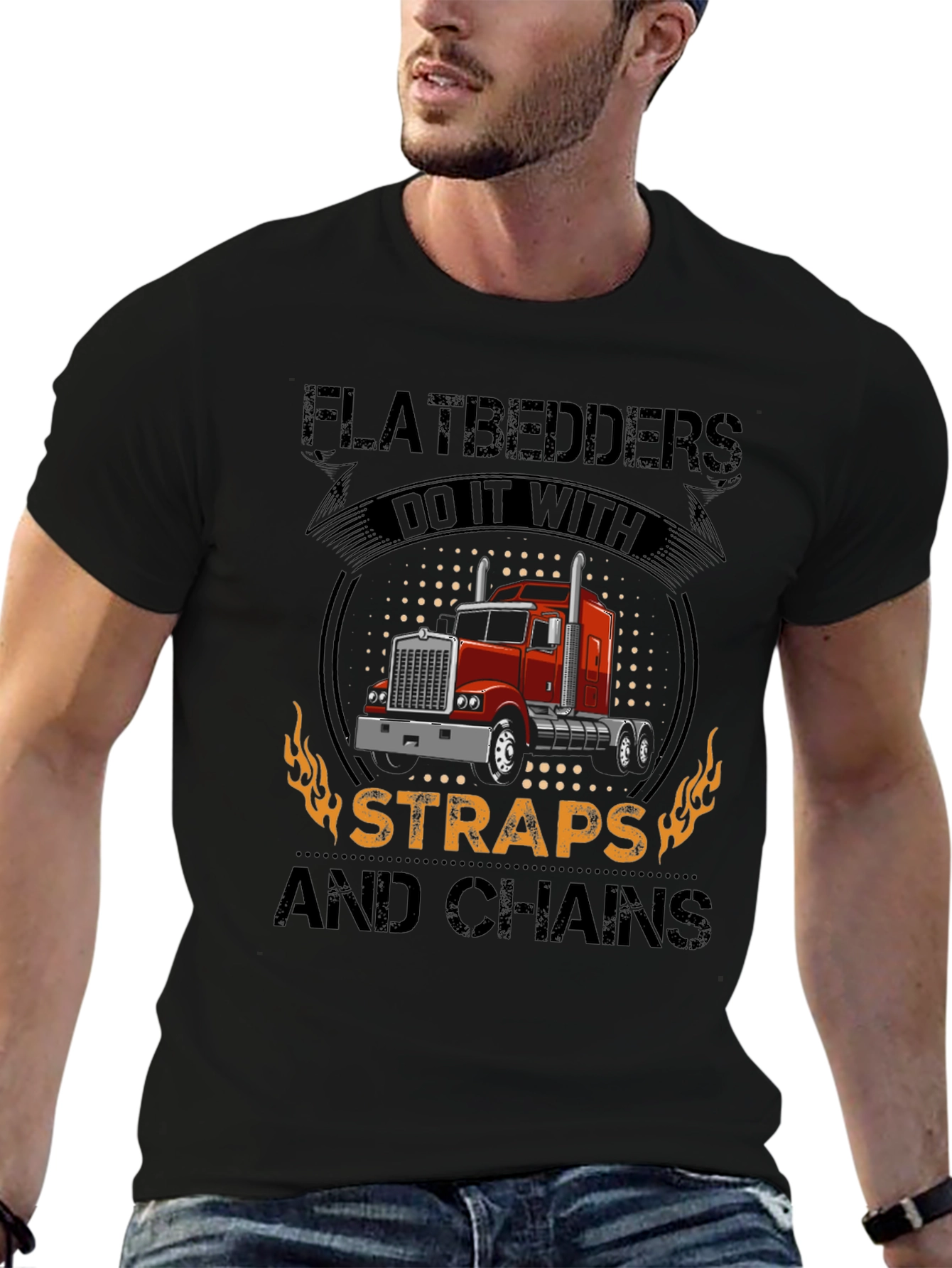 Flatbedder Trucker T-Shirt: Straps and Chains