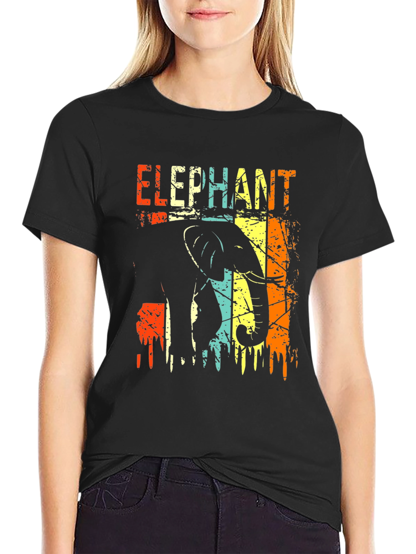 Retro Elephant Graphic T-Shirt
