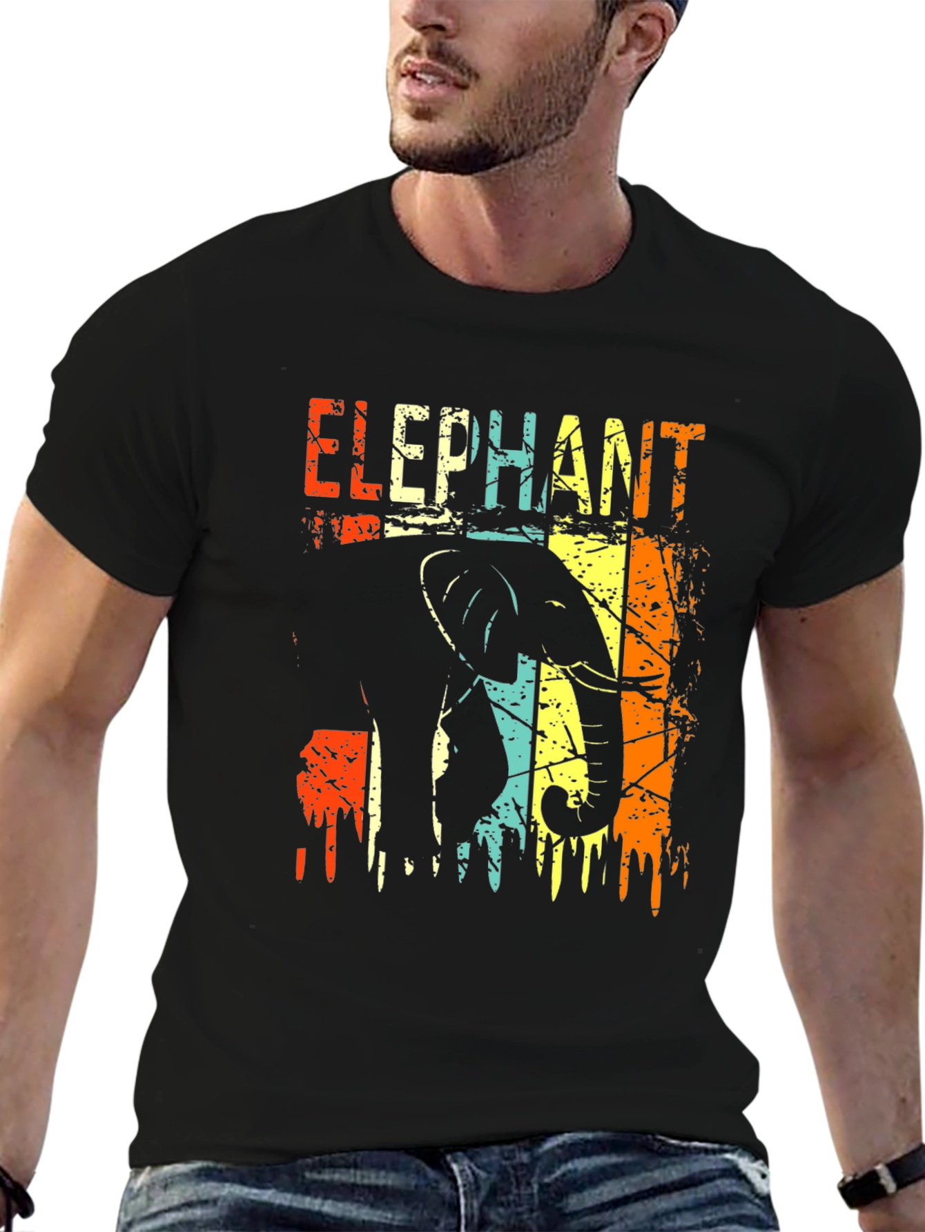 Retro Elephant Graphic T-Shirt
