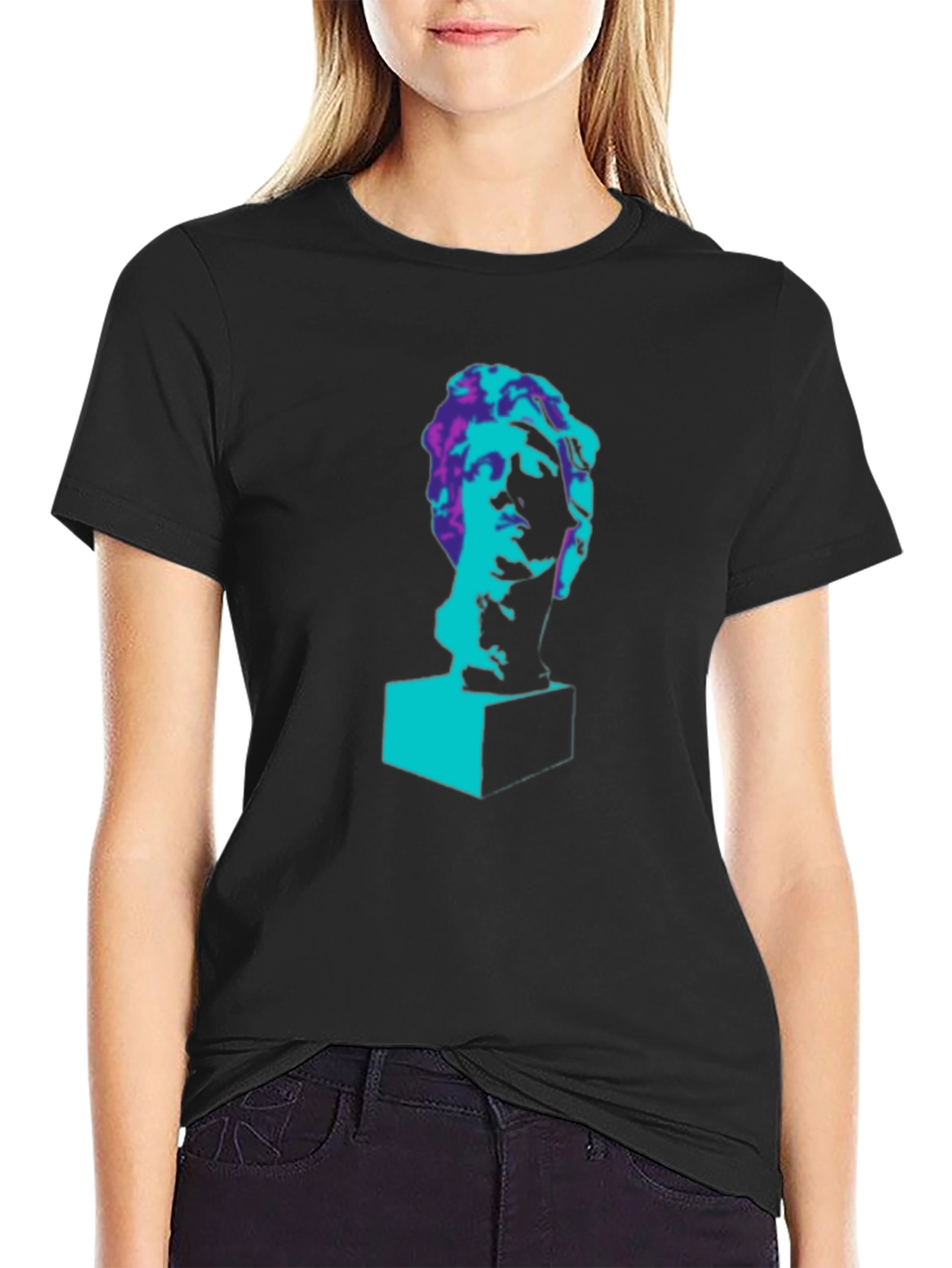 Pop Art Statue Graphic Tee - Black