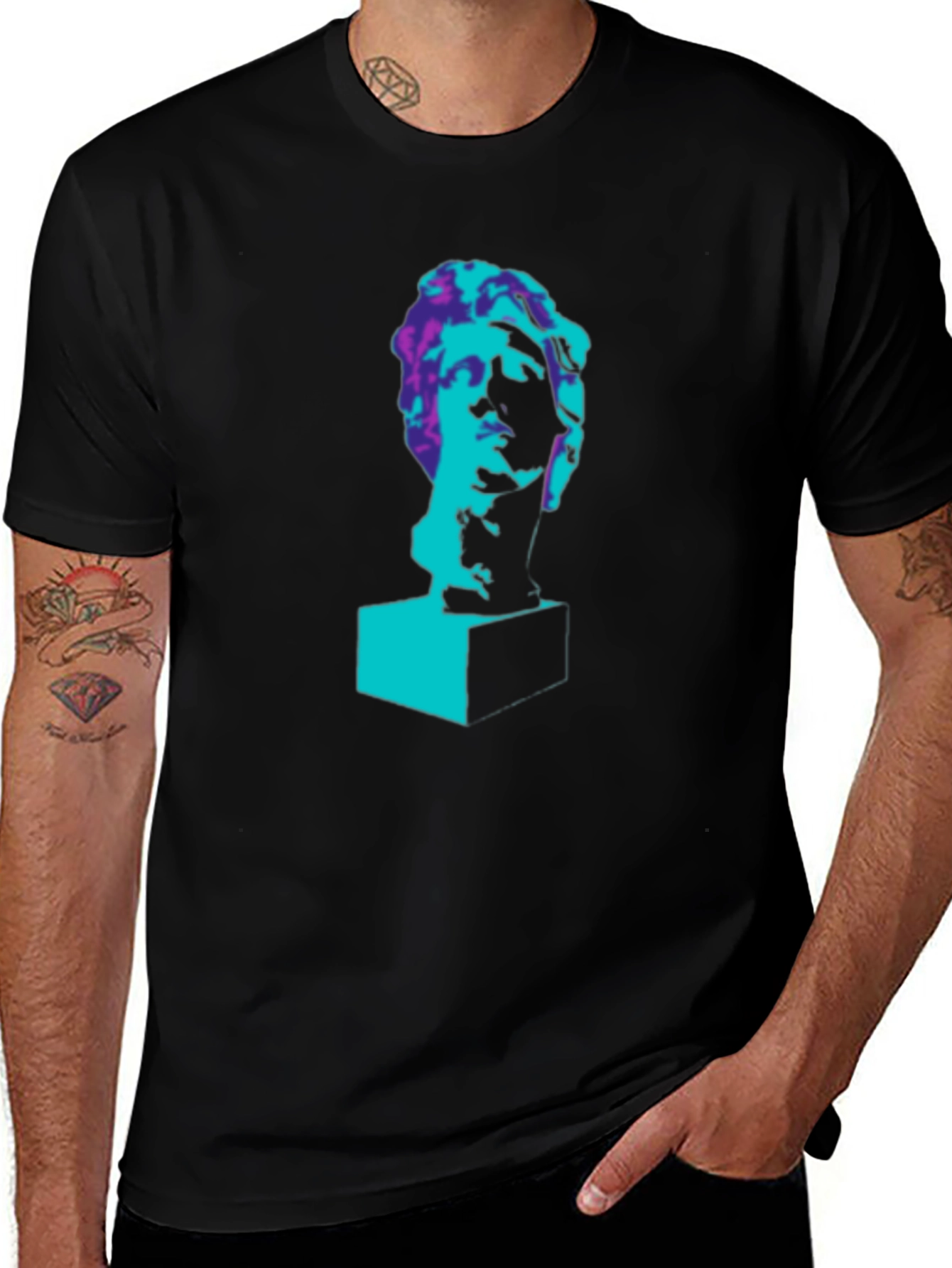 Pop Art Statue Graphic Tee - Black