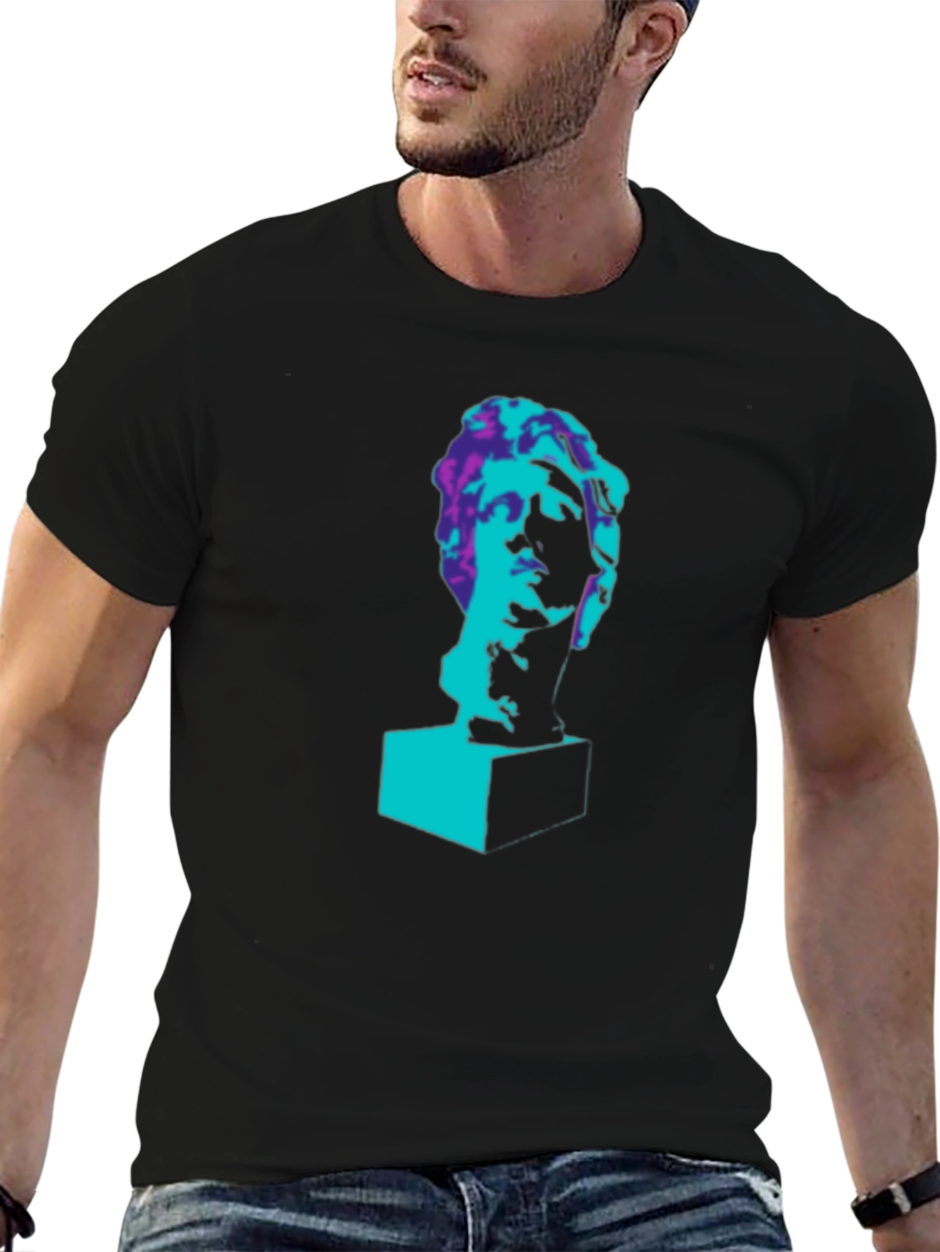 Pop Art Statue Graphic Tee - Black