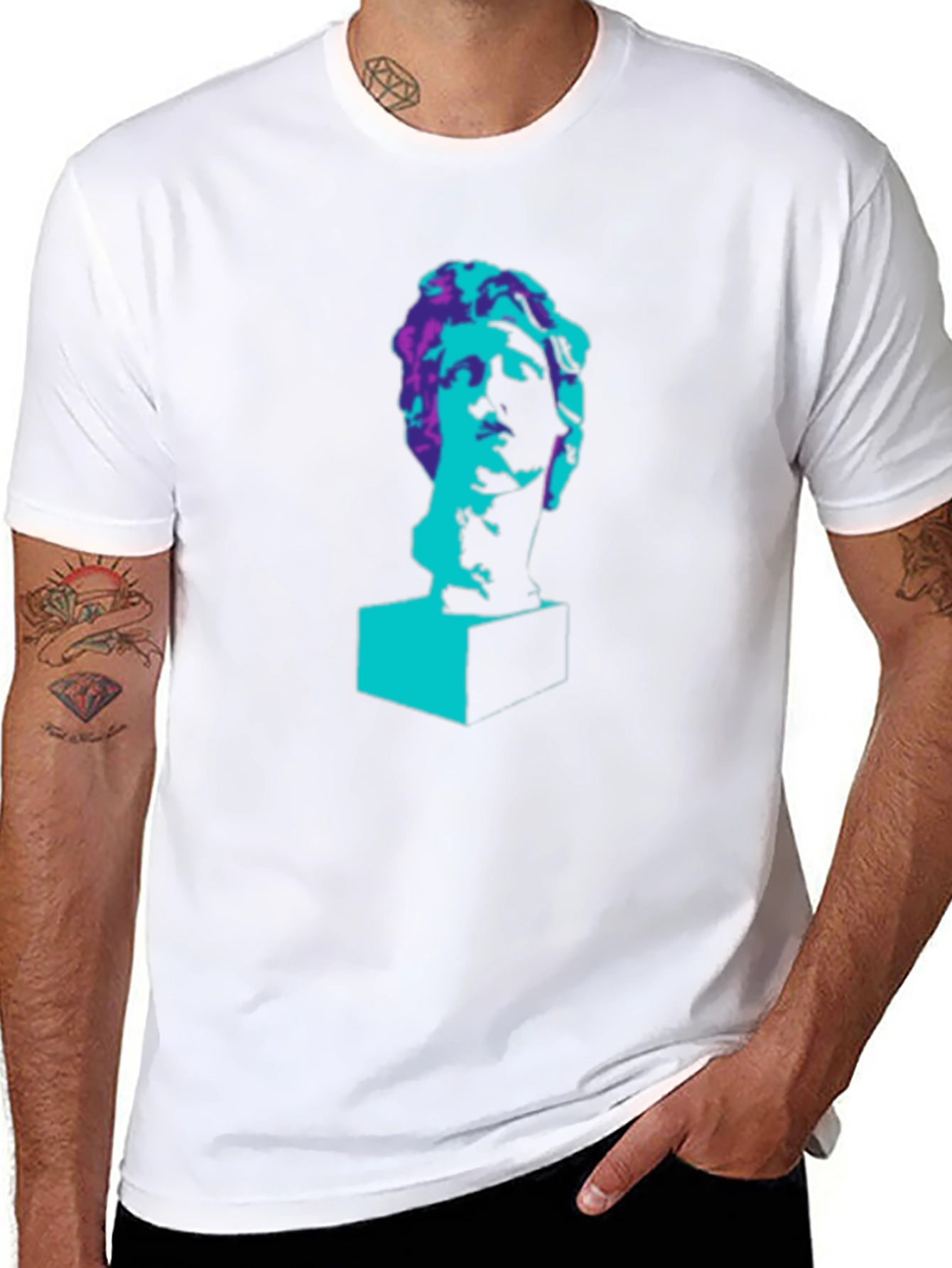 Pop Art Statue Graphic Tee - Black