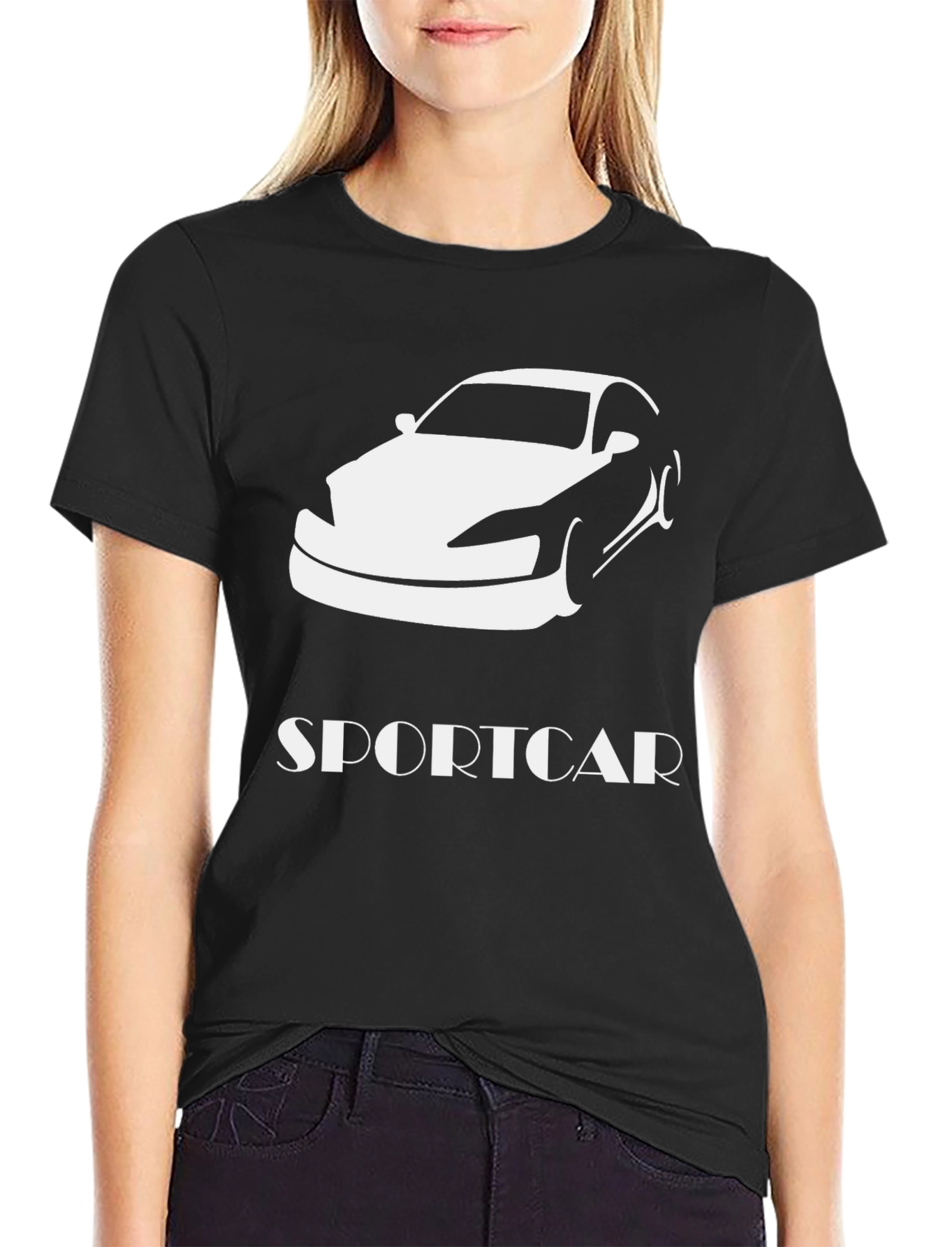 Sportscar Graphic Tee - Black Cotton T-Shirt