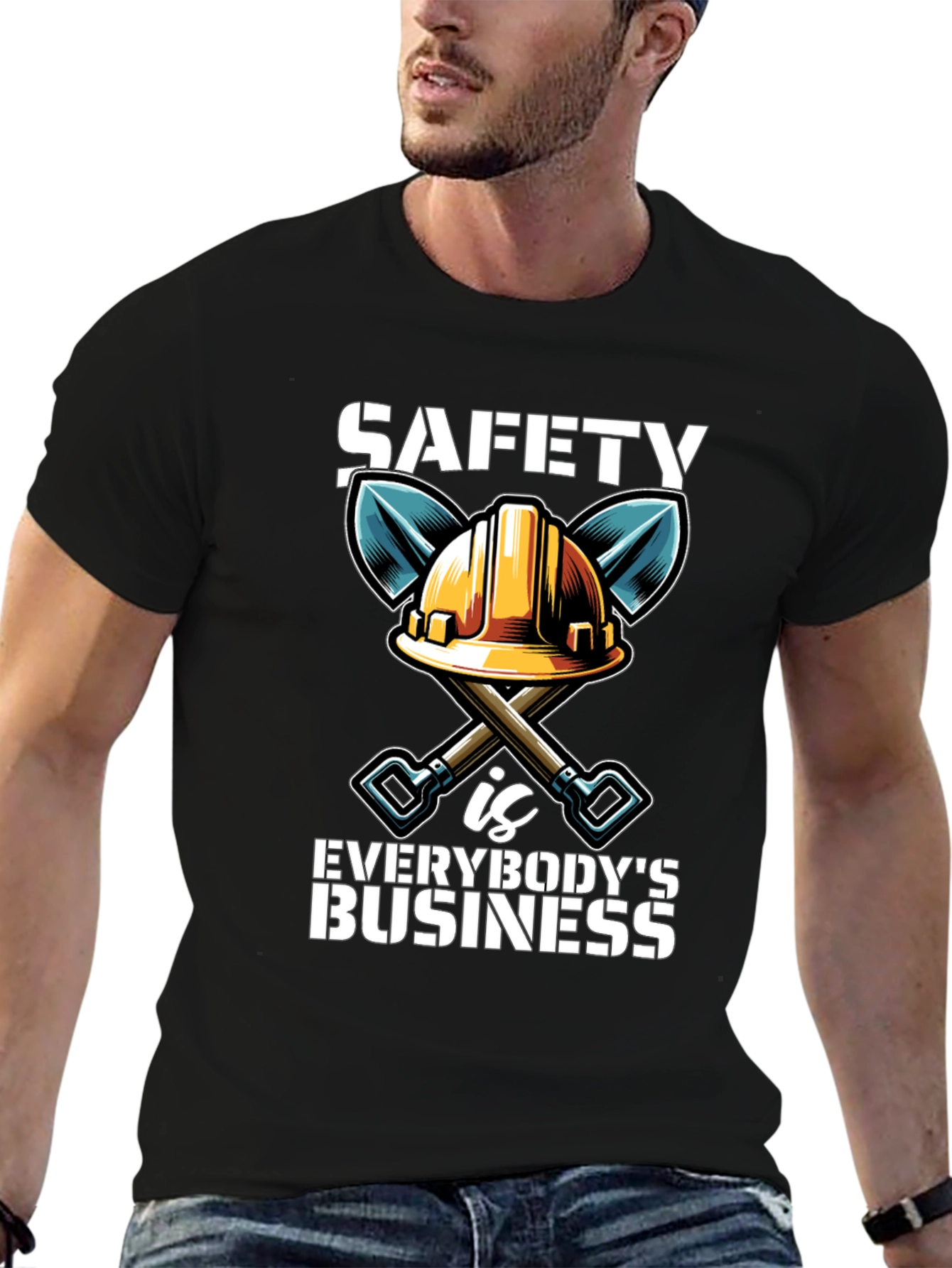 Safety First T-Shirt Hard Hat & Shovels