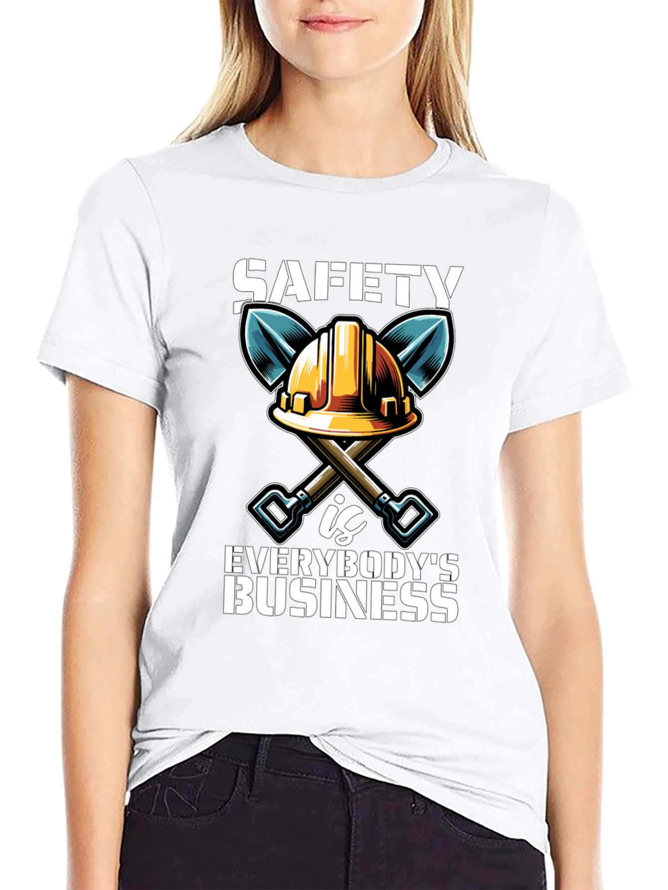 Safety First T-Shirt Hard Hat & Shovels