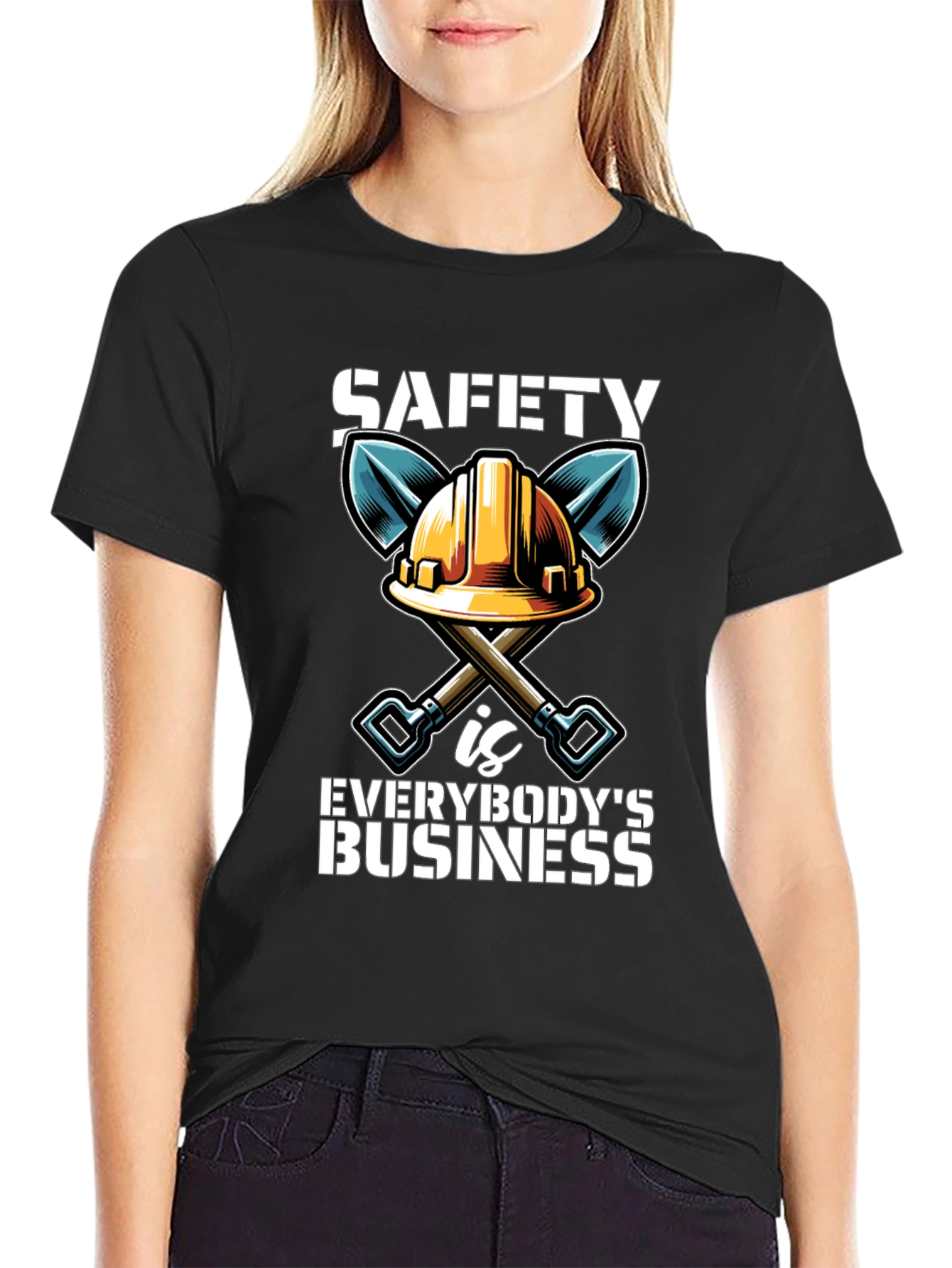 Safety First T-Shirt Hard Hat & Shovels
