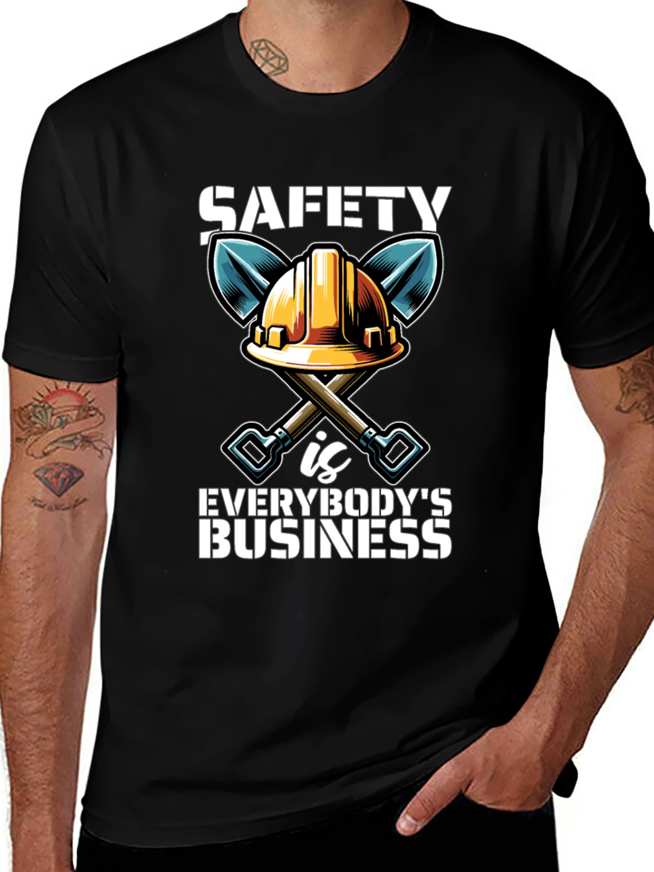 Safety First T-Shirt Hard Hat & Shovels