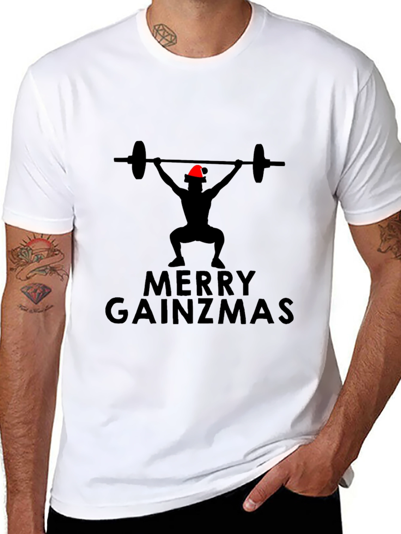 Merry Gainzmas Black T-Shirt - Gym Holiday Apparel