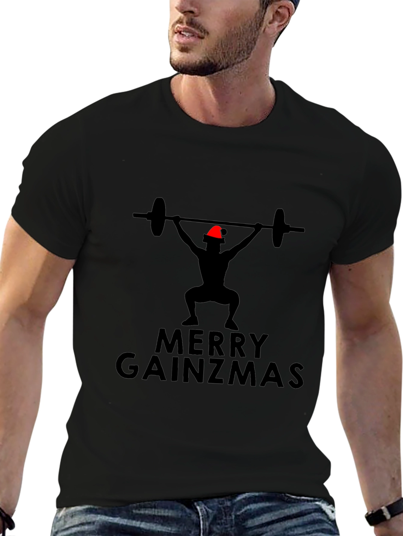 Merry Gainzmas Black T-Shirt - Gym Holiday Apparel