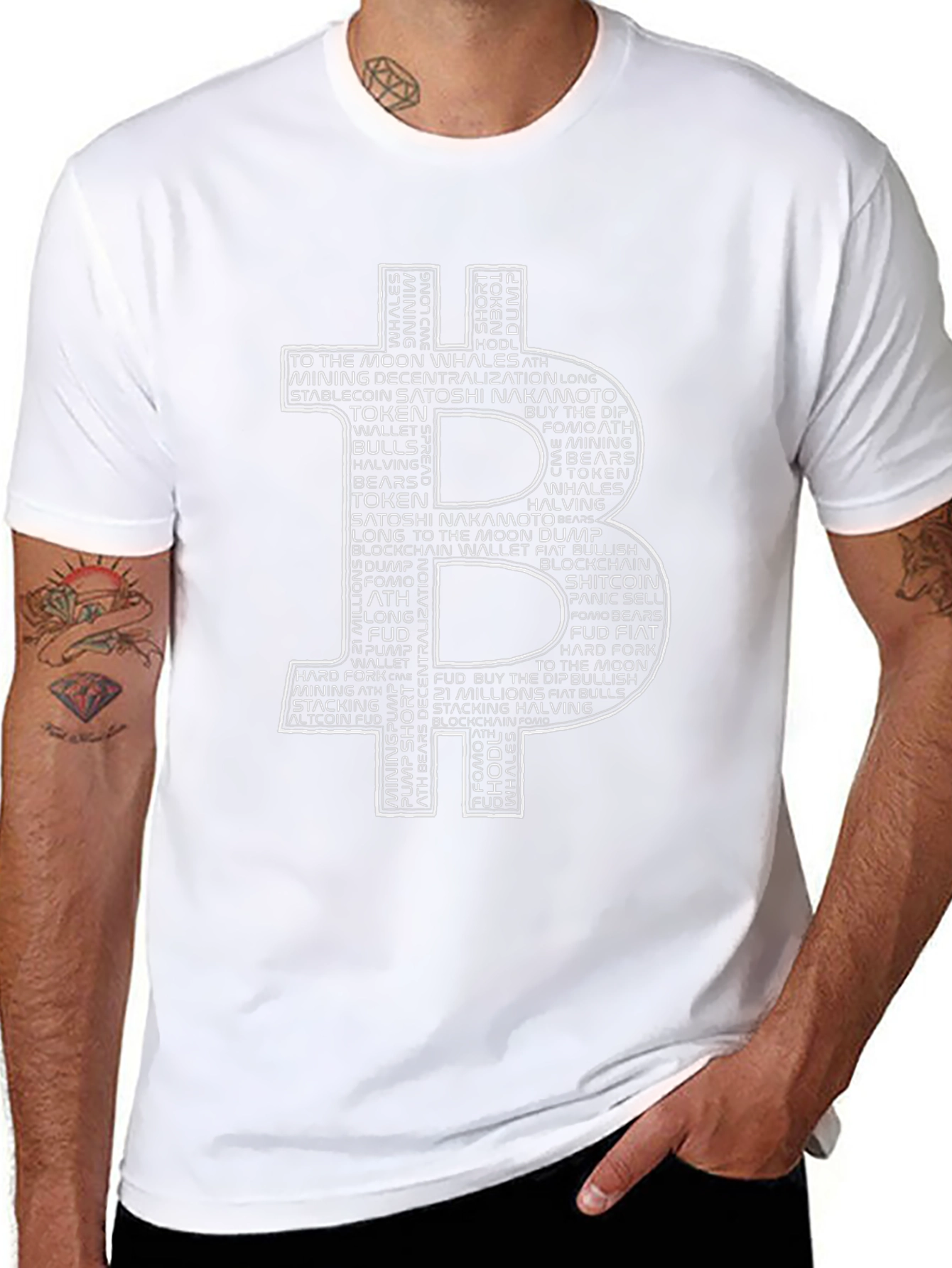 Bitcoin Crypto Word Art T-Shirt - Black