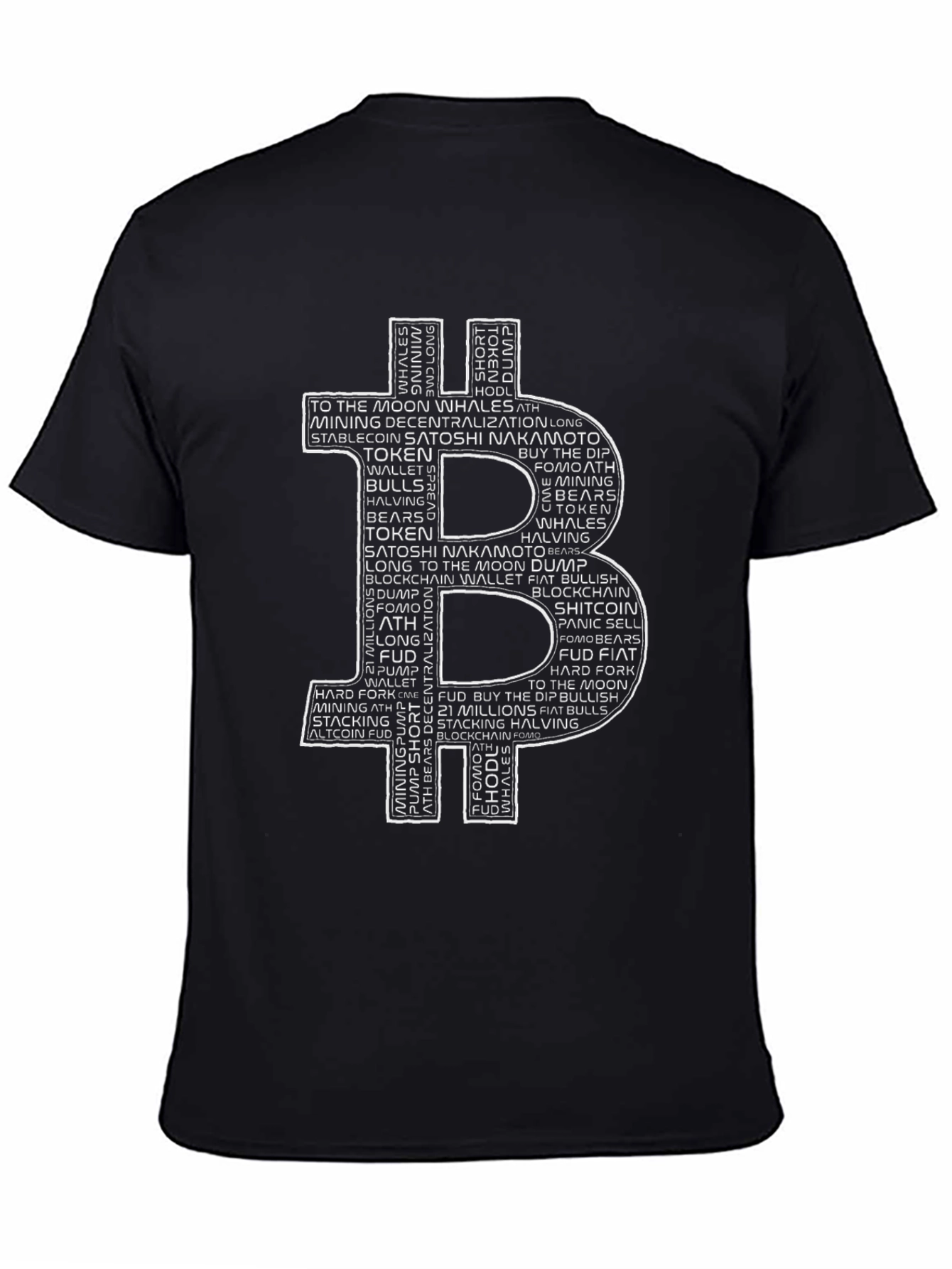 Bitcoin Crypto Word Art T-Shirt - Black