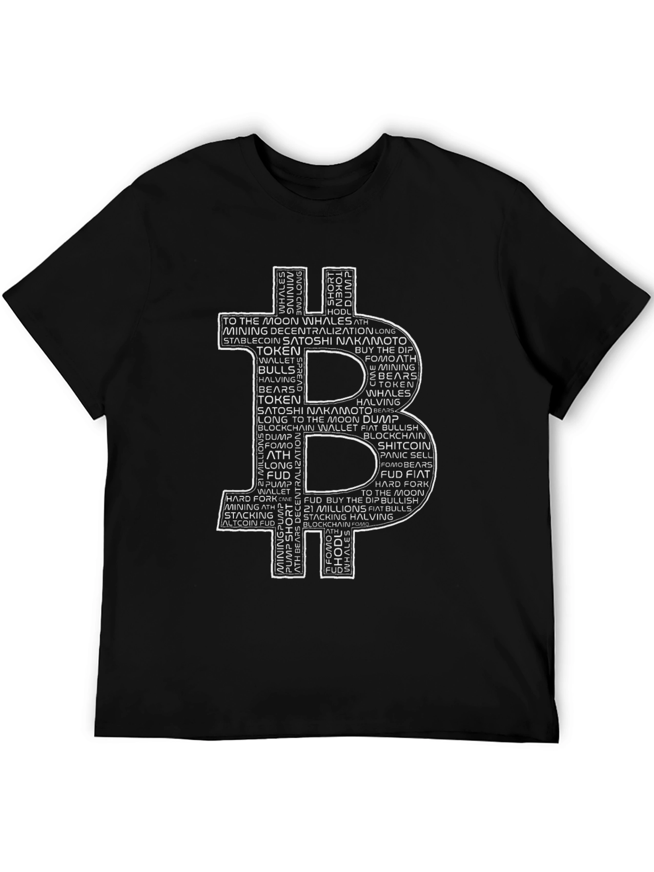 Bitcoin Crypto Word Art T-Shirt - Black
