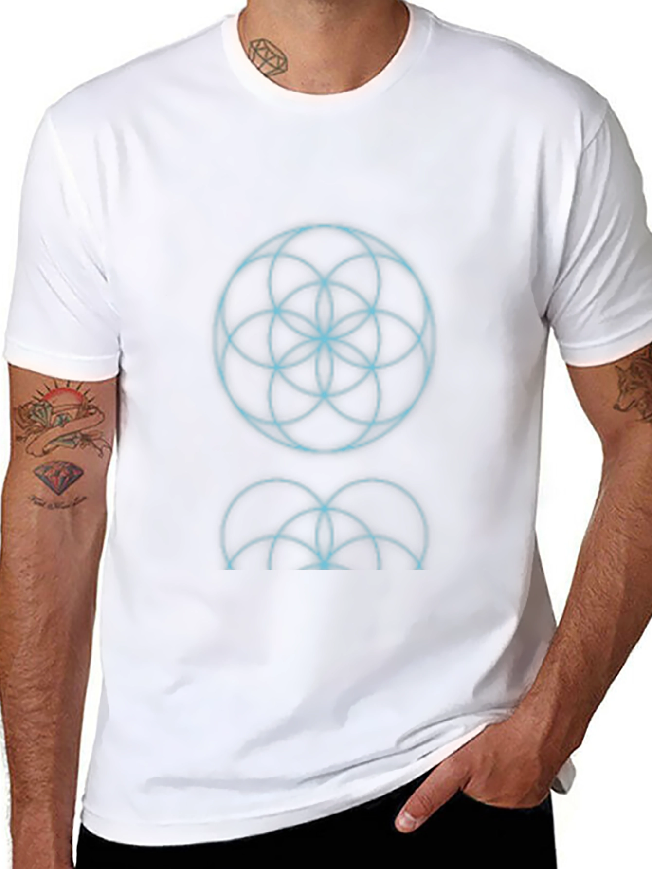Geometric Circle Graphic Print Black T-Shirt