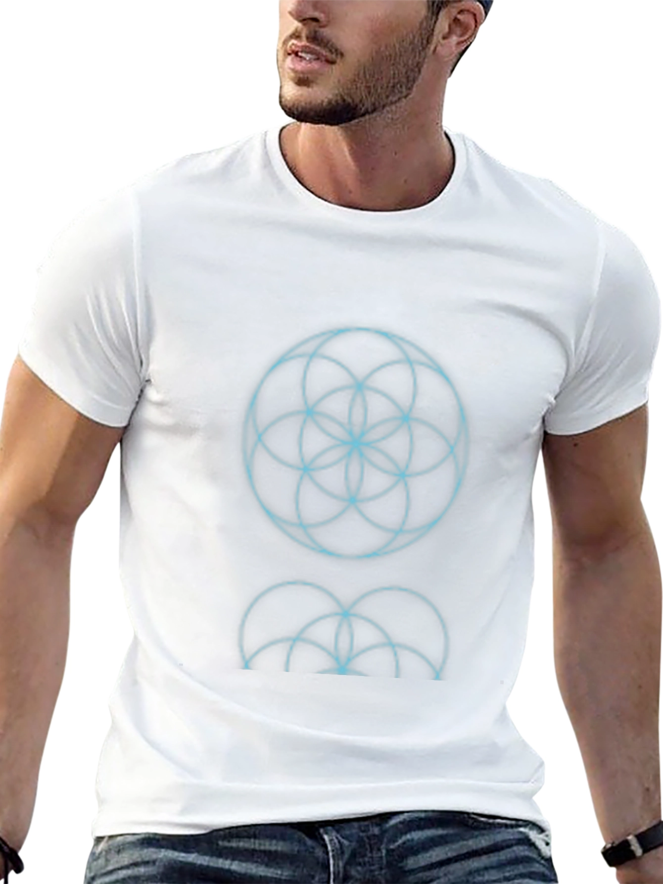 Geometric Circle Graphic Print Black T-Shirt