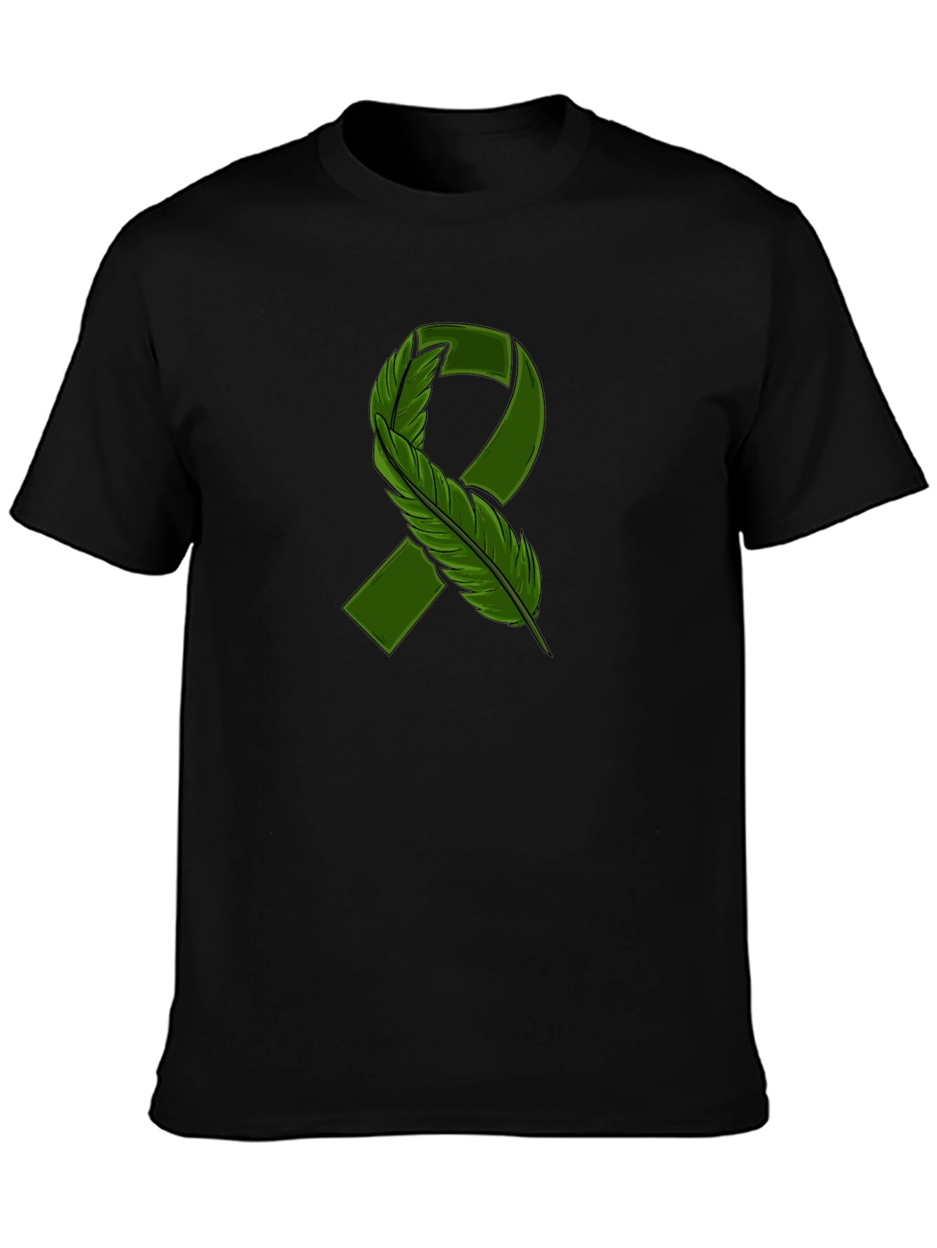 Green Ribbon Feather Graphic Tee