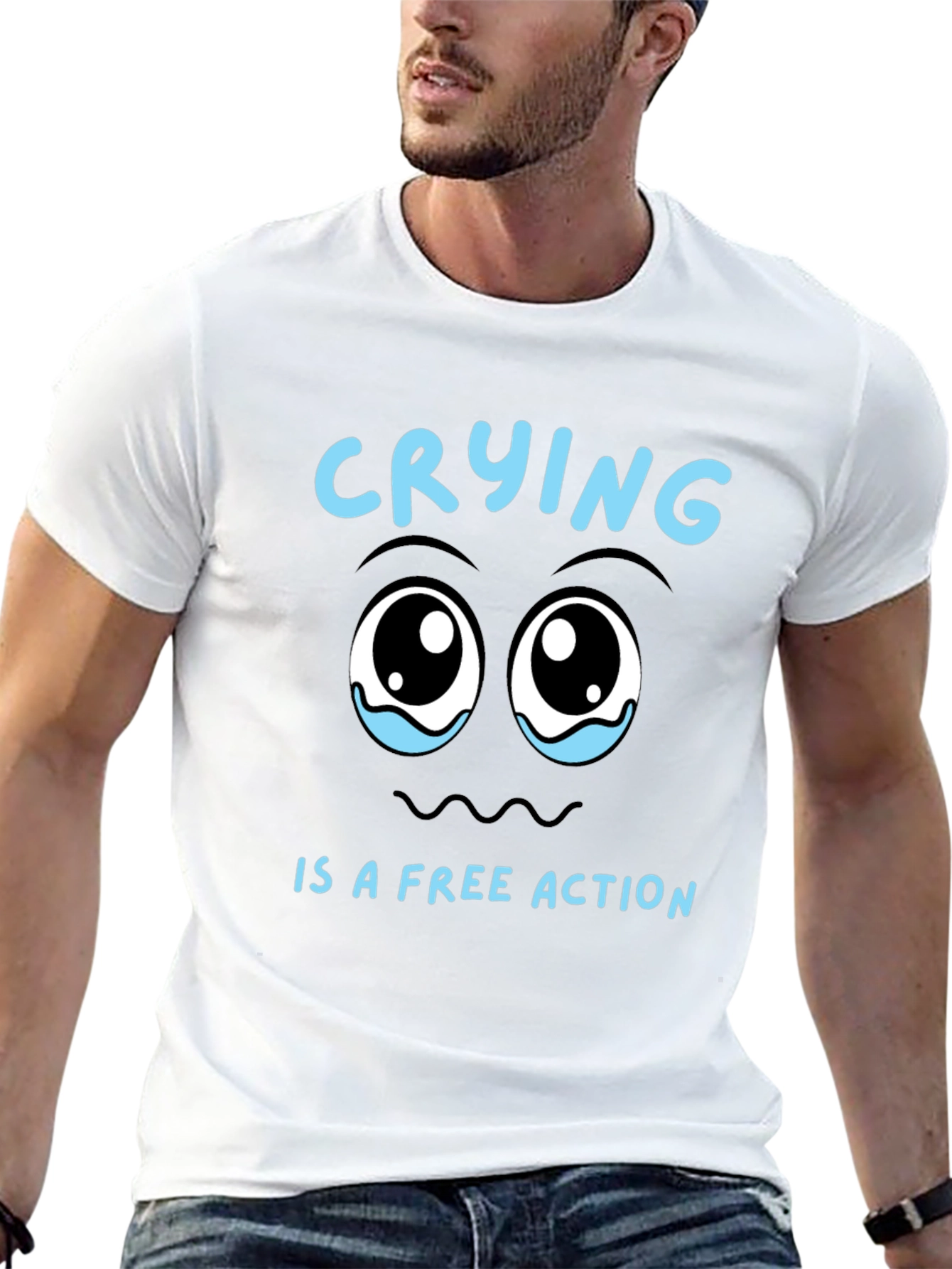 Crying is a Free Action Black T-Shirt
