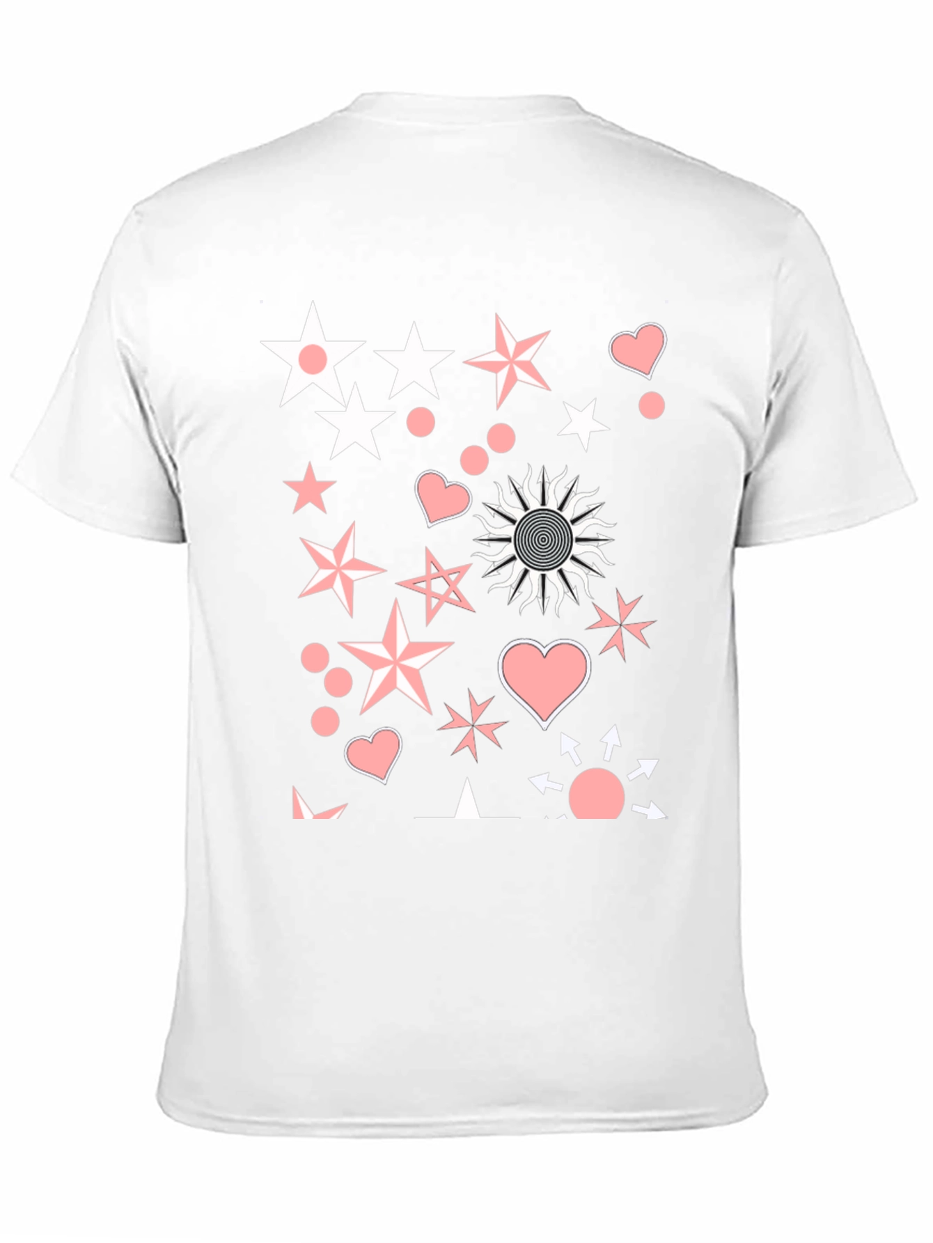 Funky Star & Heart Graphic Black T-Shirt