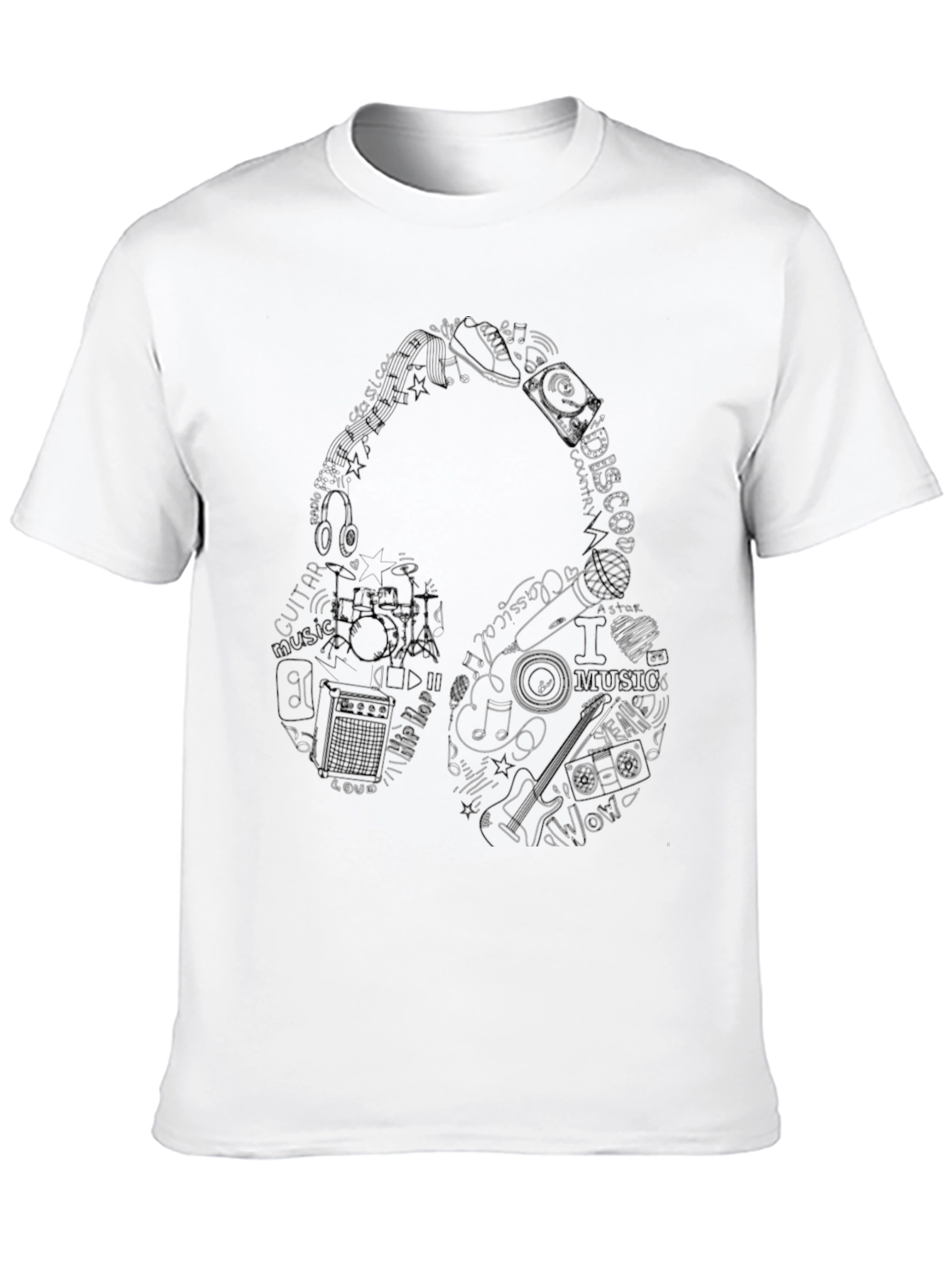 Music Headphone Graphic Print T-Shirt